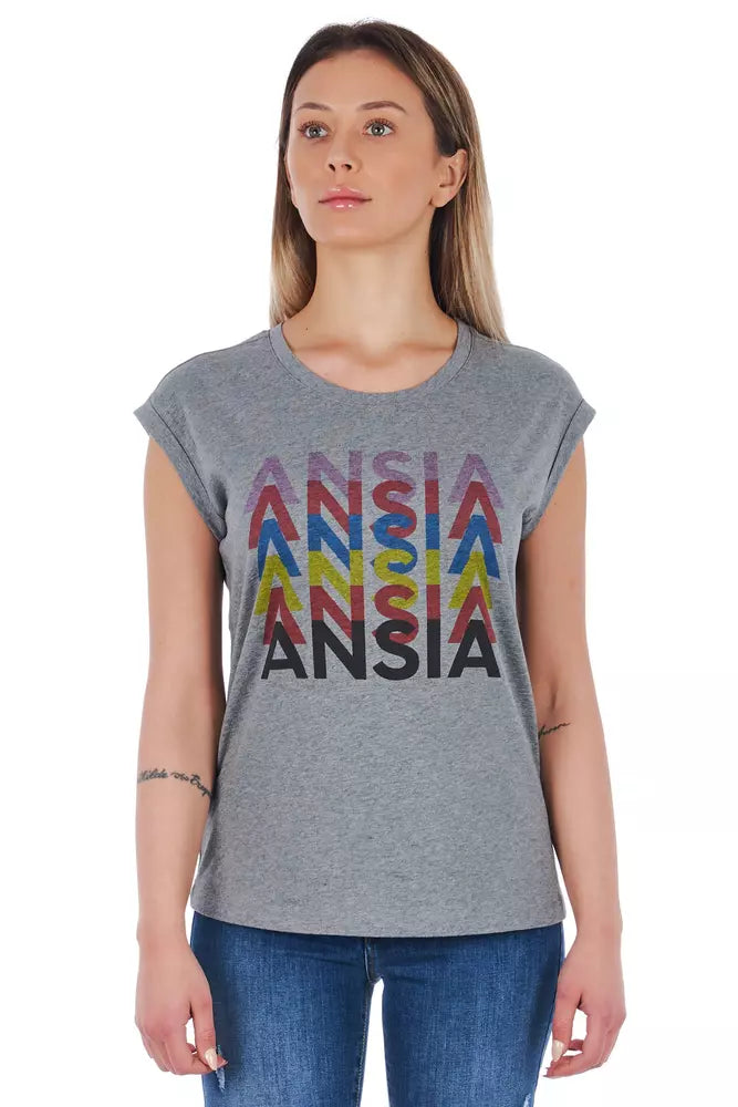 Frankie Morello Gray Cotton Women Women's T-Shirt