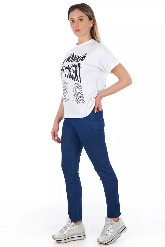Frankie Morello Blue Cotton Women Skinny Women's Jean