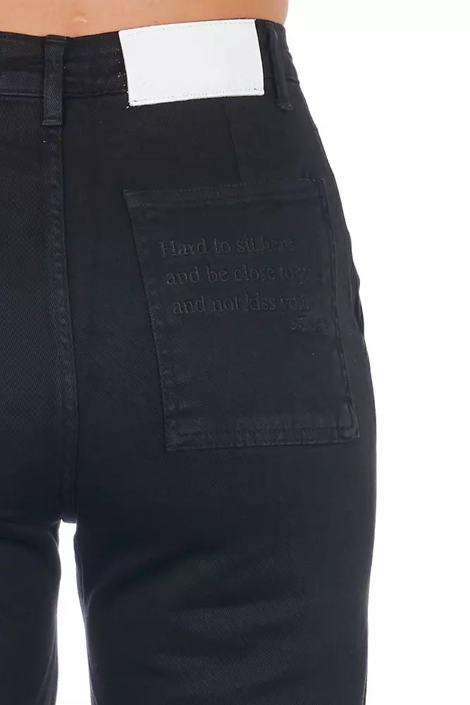 Frankie Morello Black Cotton Women Cropped Women's Trouser