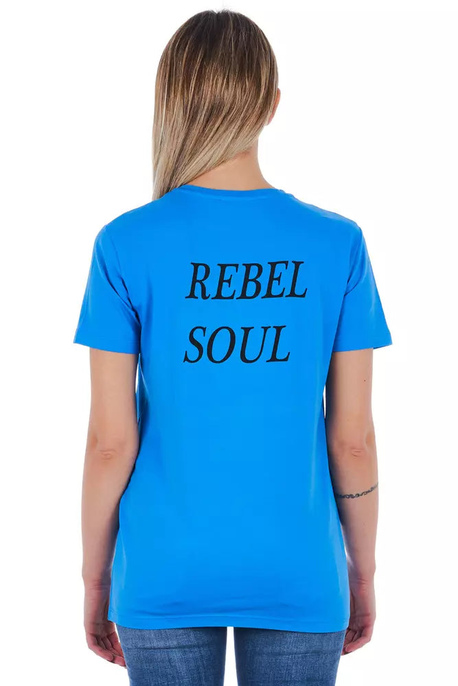 Frankie Morello Light Blue Cotton Women Women's T-Shirt