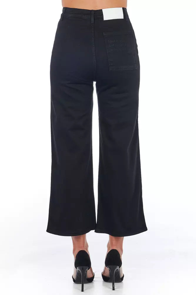Frankie Morello Black Cotton Women Cropped Women's Trouser