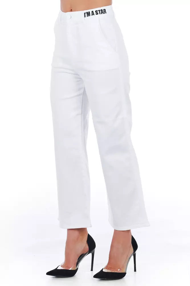Frankie Morello White Cotton Women Cropped Women's Trouser