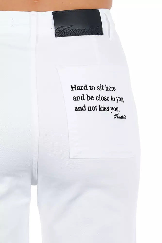 Frankie Morello White Cotton Women Cropped Women's Trouser