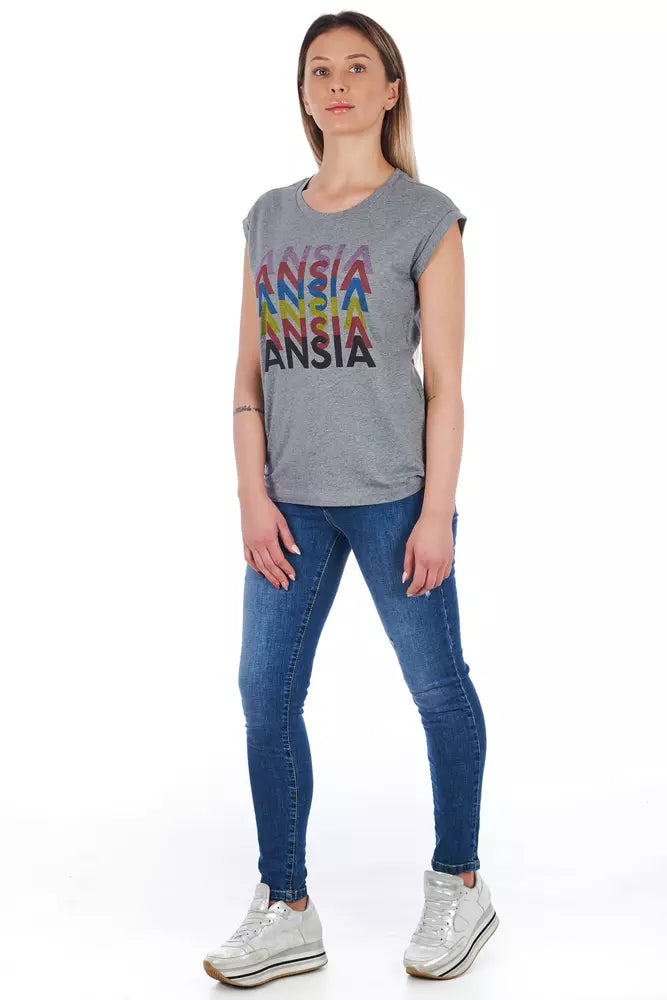 Frankie Morello Gray Cotton Women Women's T-Shirt