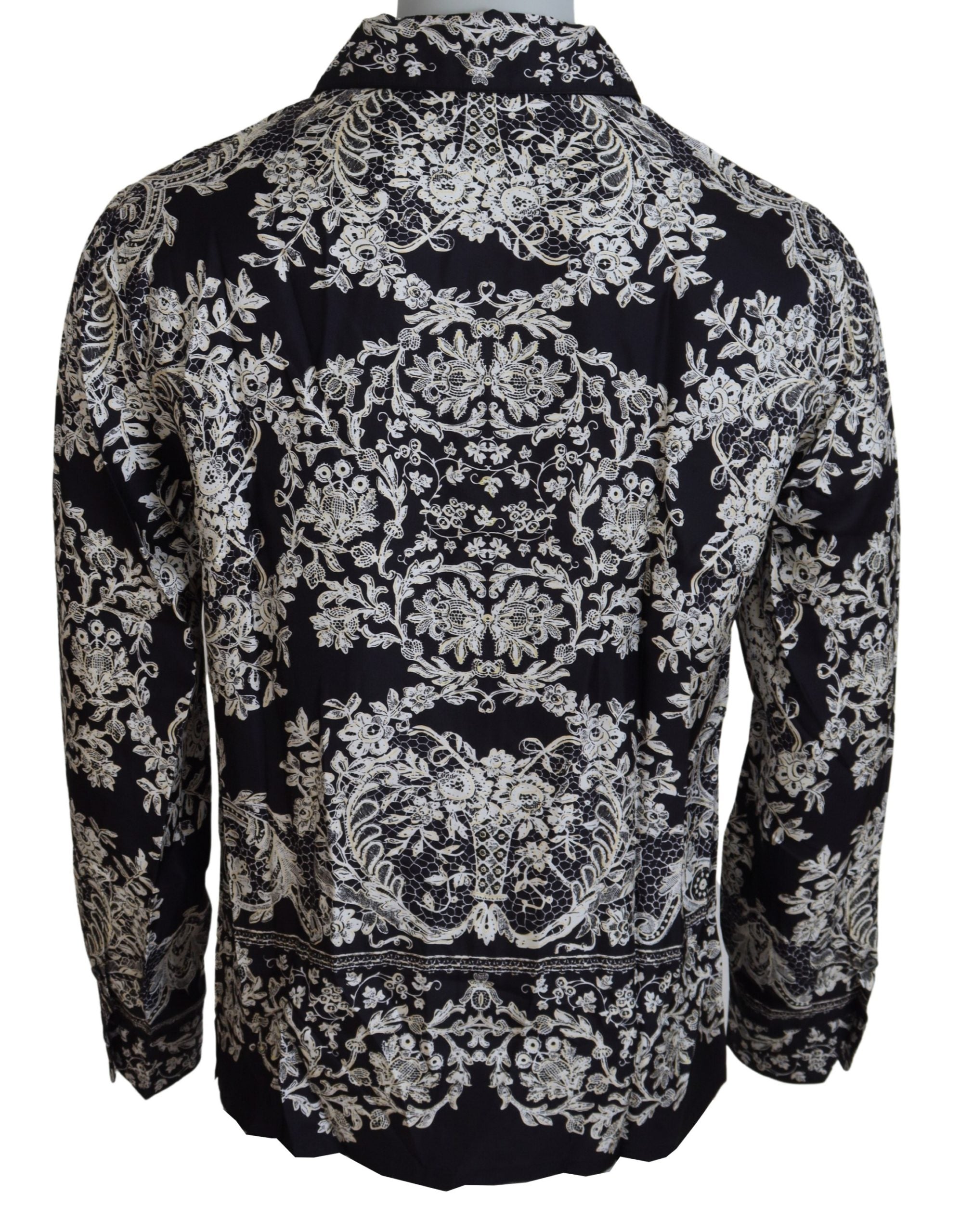 Dolce & Gabbana Blue Silk Floral Baroque Satin Casual Men's Shirt