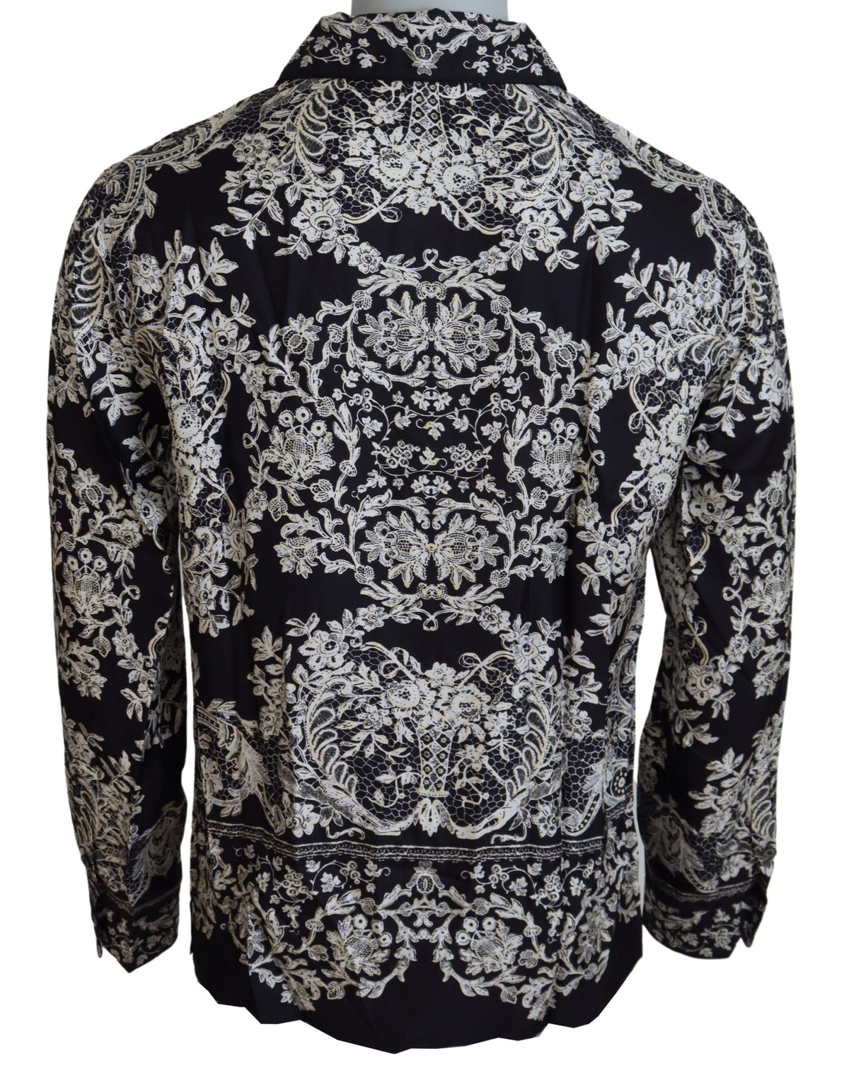 Dolce & Gabbana Blue Silk Floral Baroque Satin Casual Men's Shirt