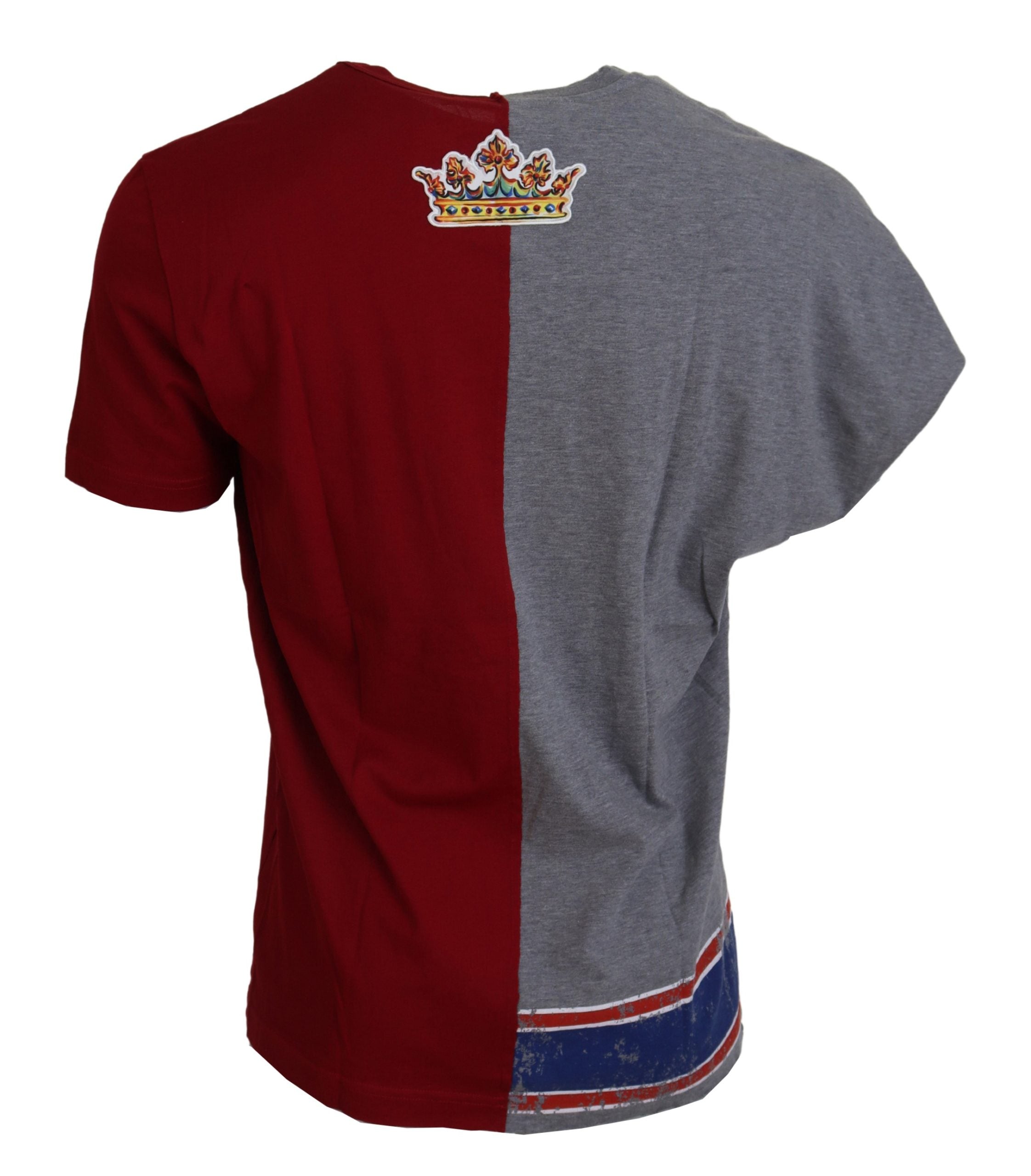 Dolce & Gabbana Red Gray Two Model DG Angel Crewneck Men's T-shirt