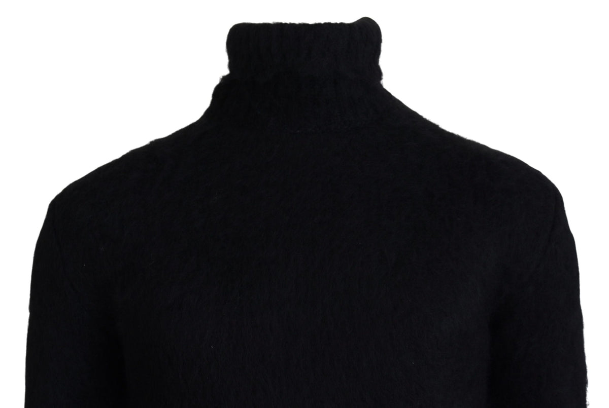 Dolce & Gabbana Black Gold Turtleneck Mohair Pullover Mens Men's Sweater