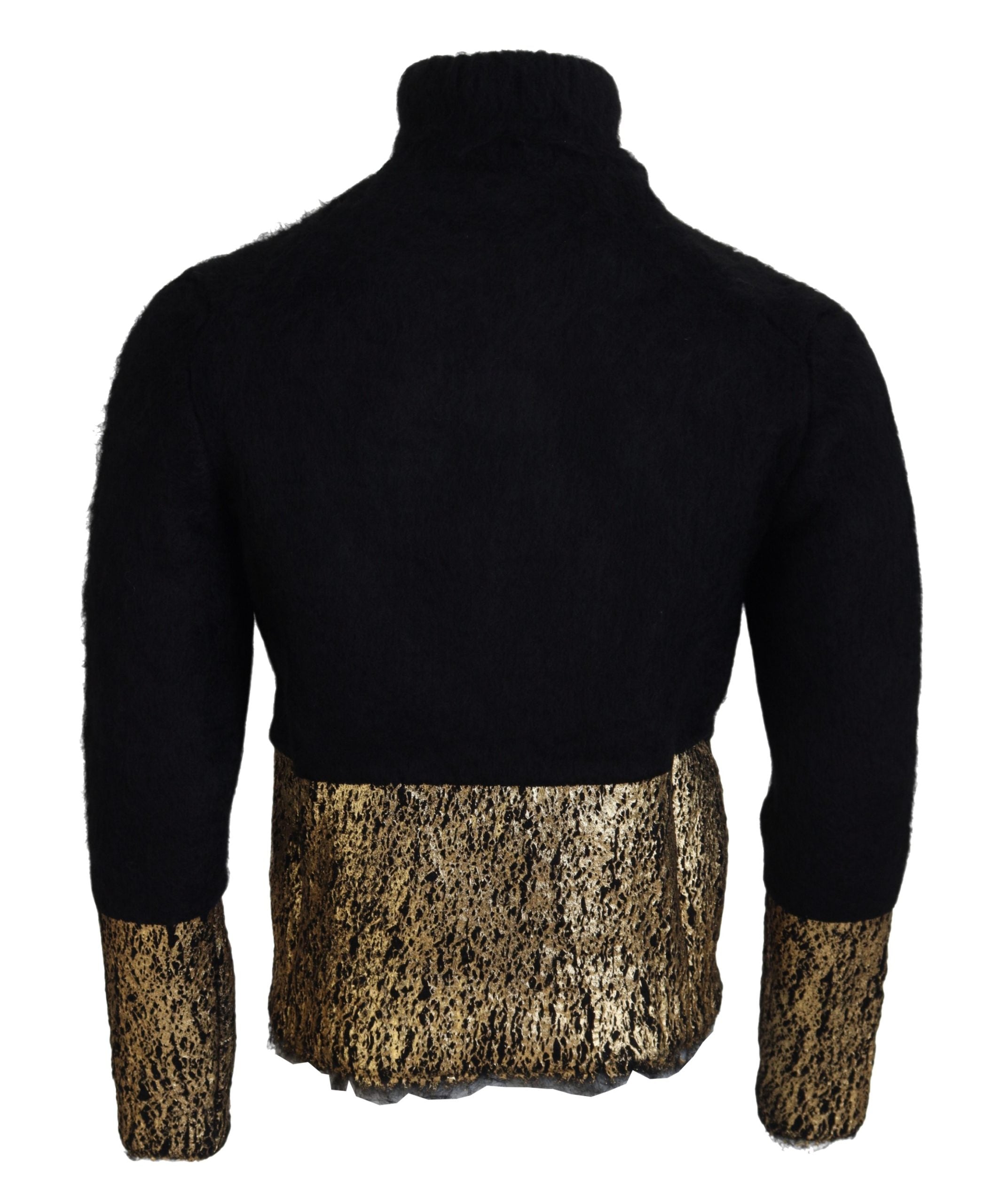 Dolce & Gabbana Black Gold Turtleneck Mohair Pullover Mens Men's Sweater