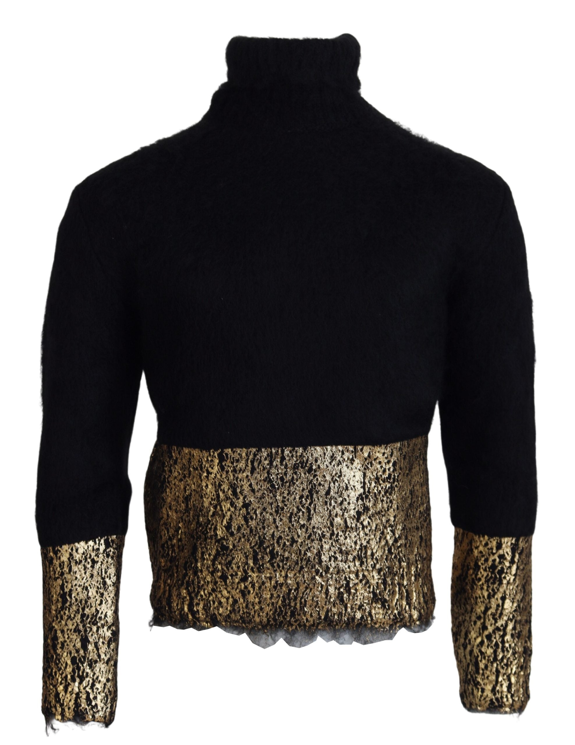 Dolce & Gabbana Black Gold Turtleneck Mohair Pullover Mens Men's Sweater