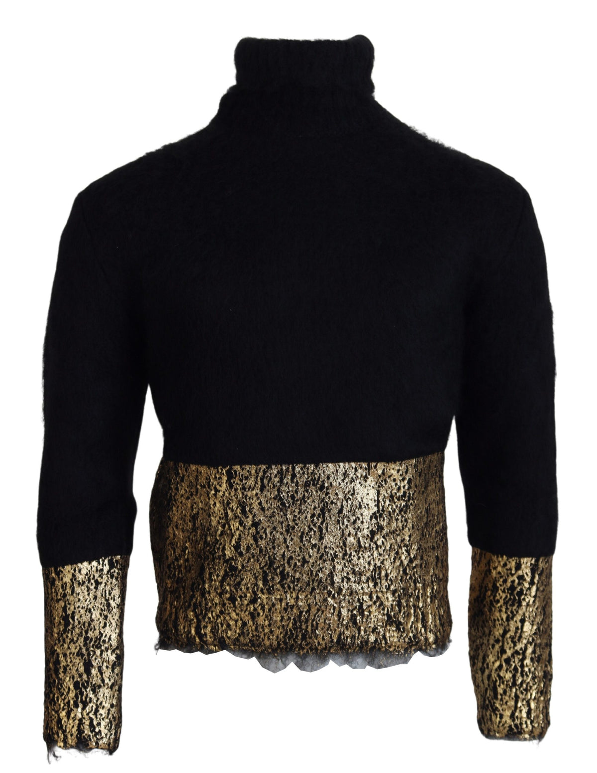 Dolce & Gabbana Black Gold Turtleneck Mohair Pullover Mens Men's Sweater
