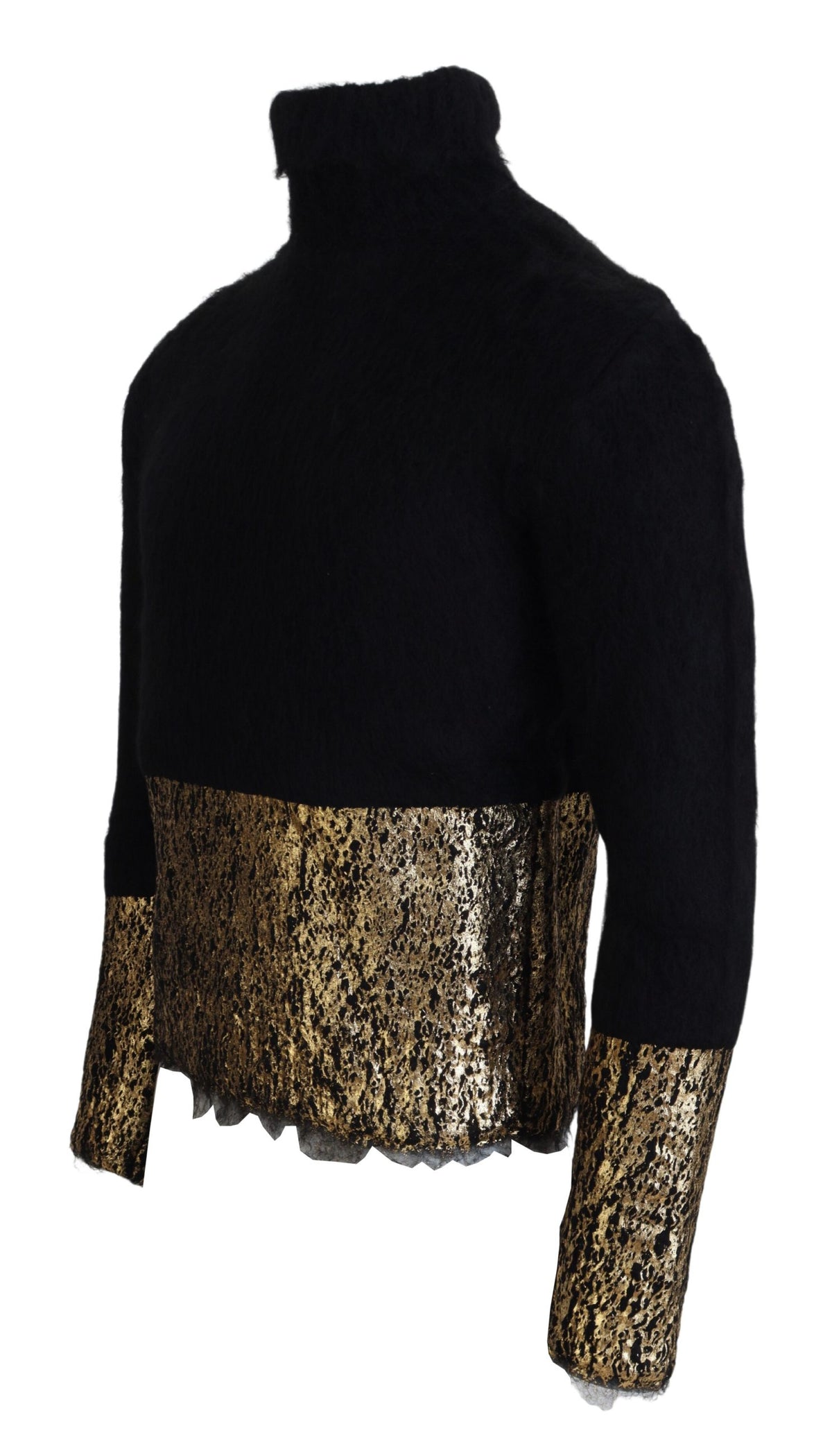 Dolce & Gabbana Black Gold Turtleneck Mohair Pullover Mens Men's Sweater