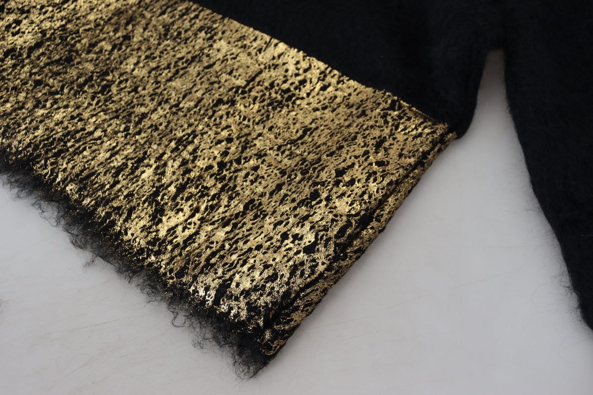 Dolce & Gabbana Black Gold Turtleneck Mohair Pullover Mens Men's Sweater