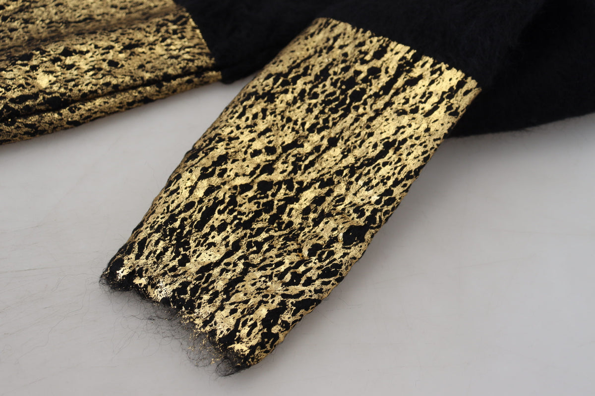 Dolce & Gabbana Black Gold Turtleneck Mohair Pullover Mens Men's Sweater