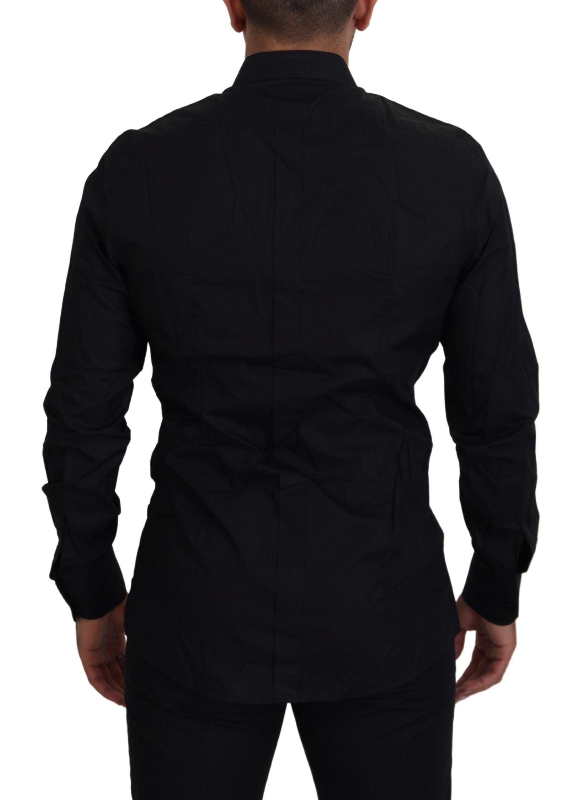Dolce & Gabbana Black Gold Crown Slim Fit Dress Formal Men's Shirt