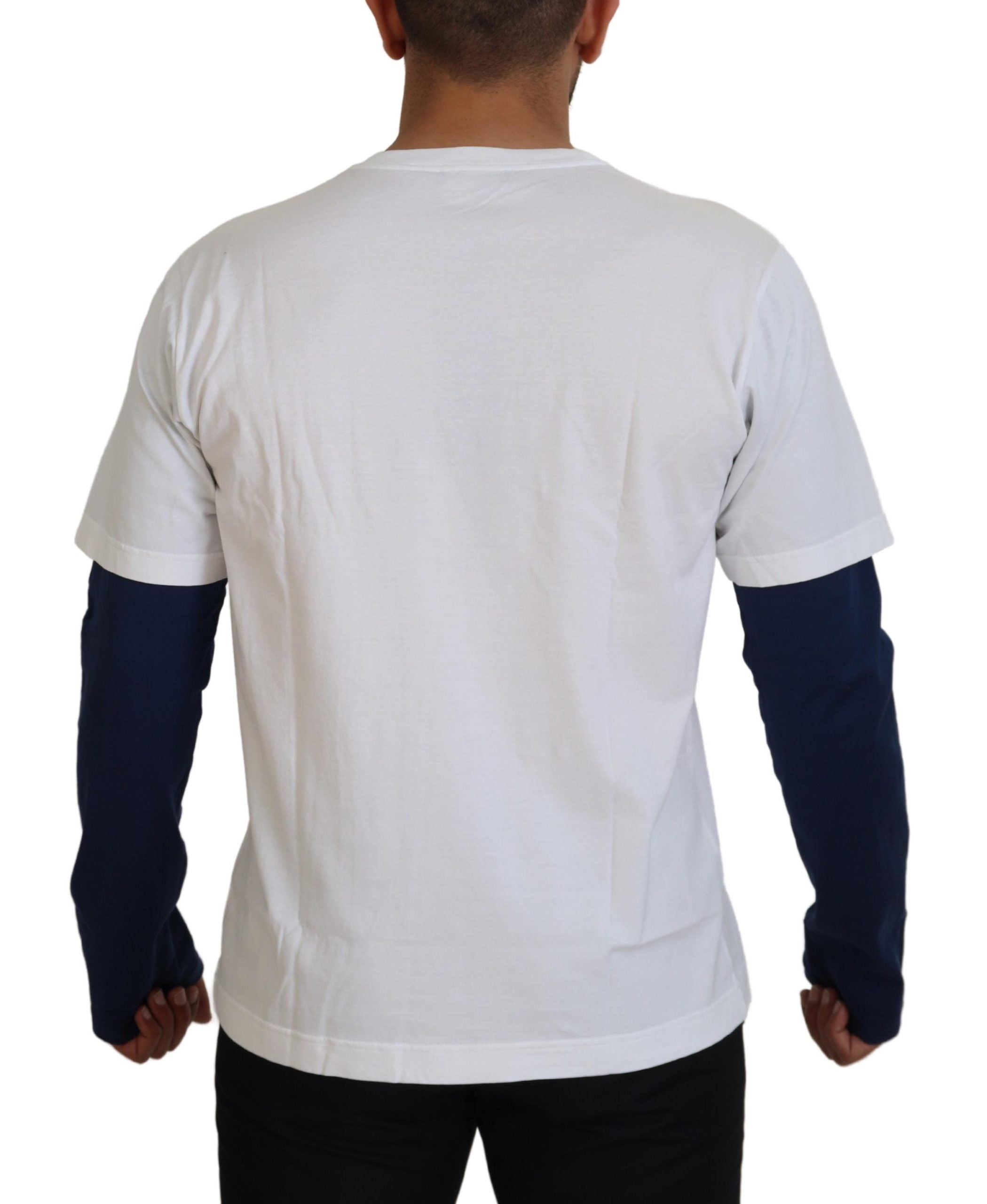 Dolce & Gabbana White Blue DG Crown Pullover Men's Sweater