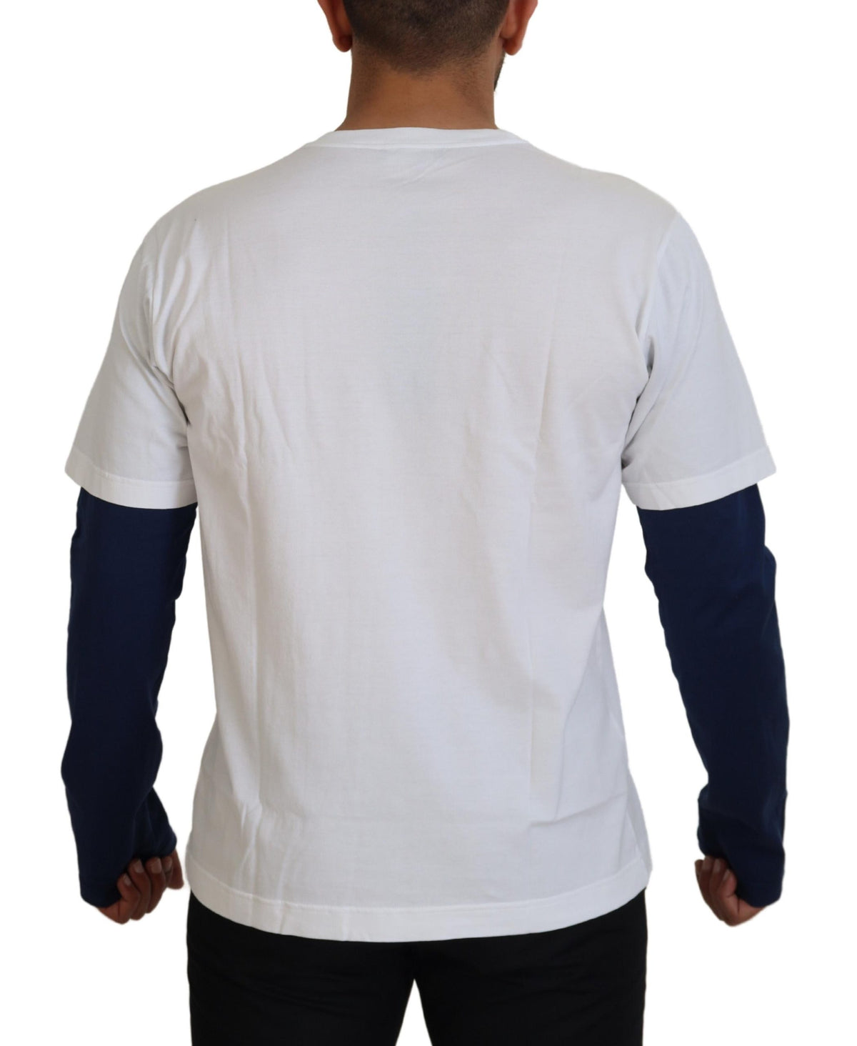 Dolce & Gabbana White Blue DG Crown Pullover Men's Sweater