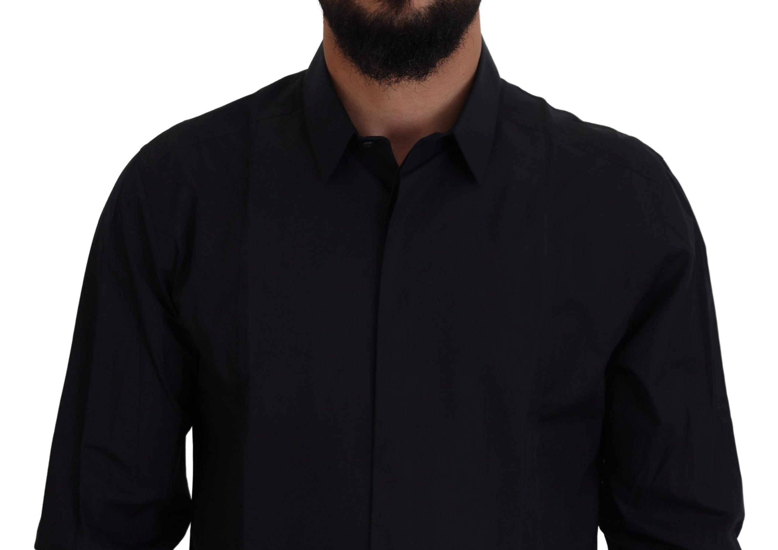 Dolce & Gabbana Black Gold Cotton Slim Fit Dress Mens Men's Shirt