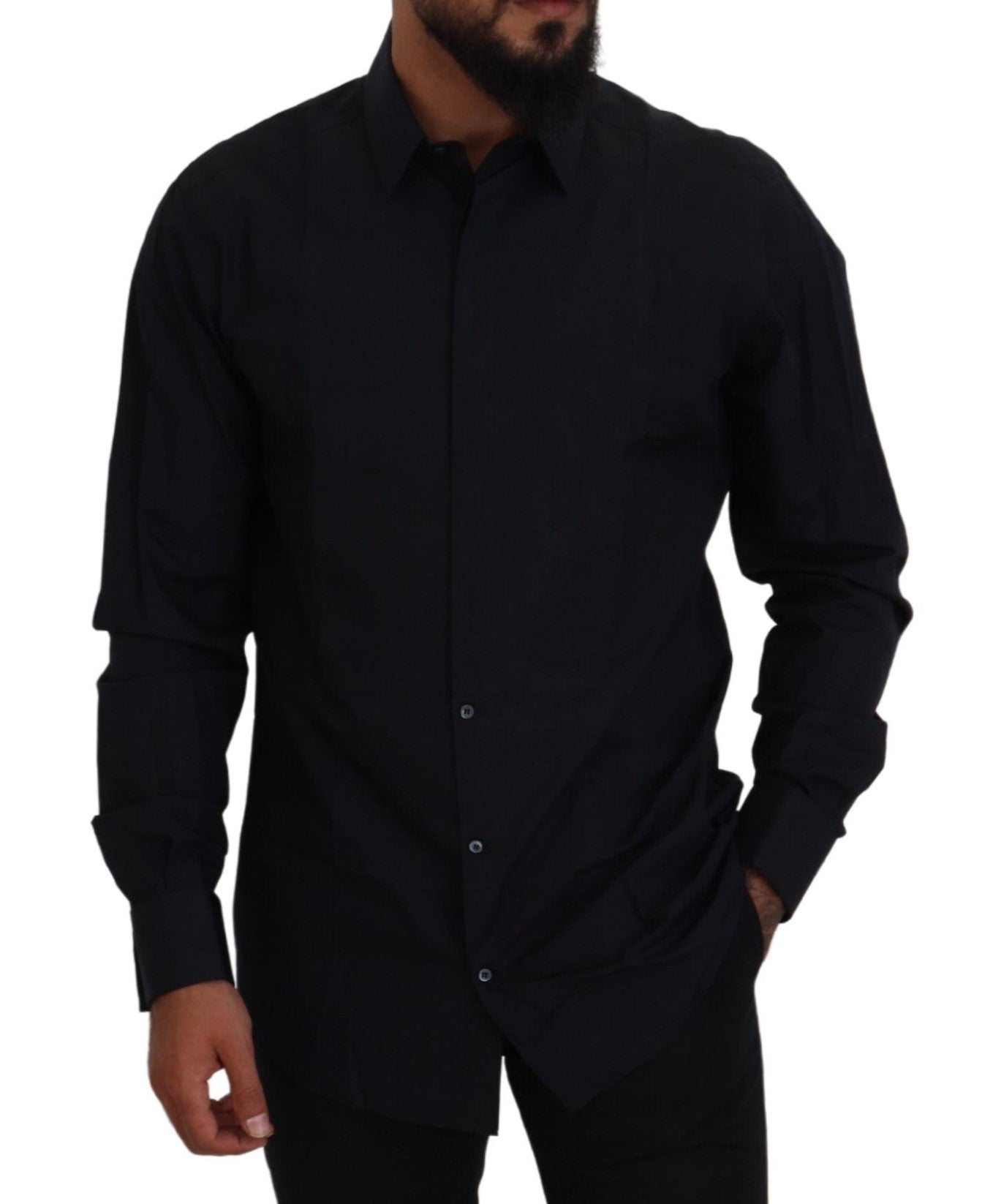 Dolce & Gabbana Black Gold Cotton Slim Fit Dress Mens Men's Shirt