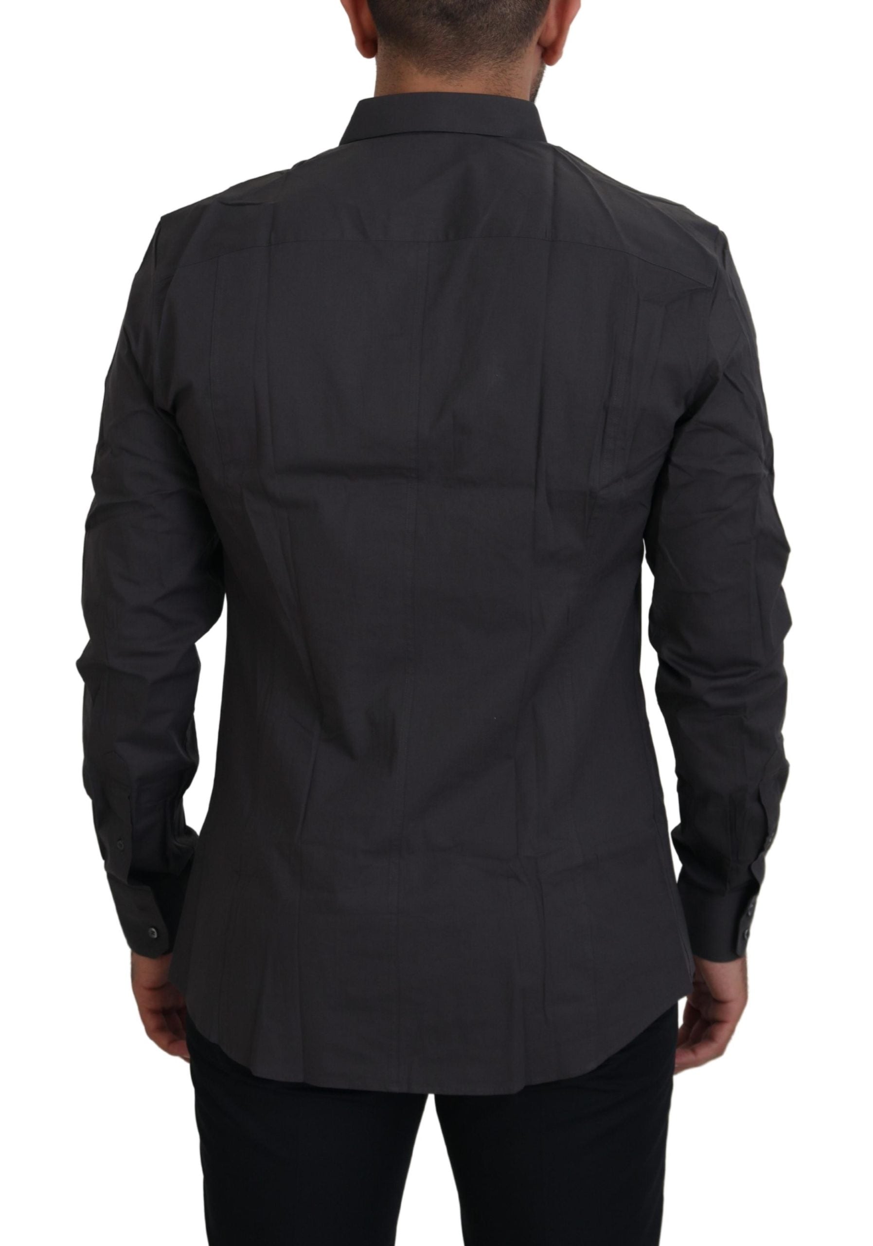 Dolce & Gabbana Gray SICILIA Slim Fit Stretch Dress Men's Shirt