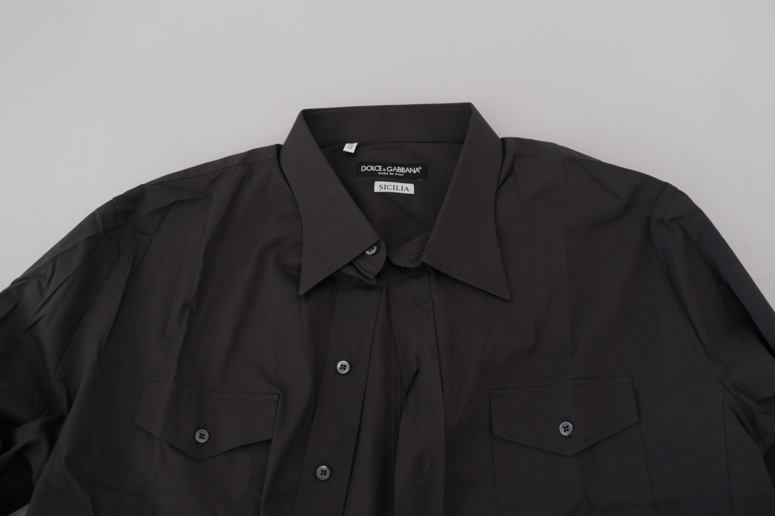 Dolce & Gabbana Gray SICILIA Slim Fit Stretch Dress Men's Shirt