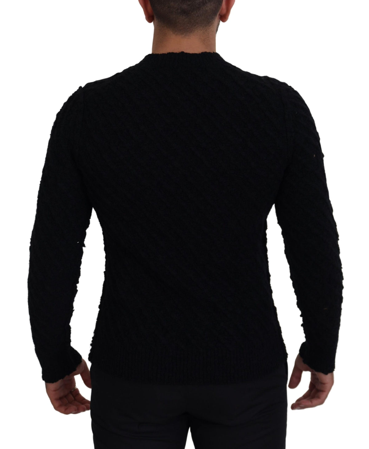 Dolce & Gabbana Black Wool V-neck Knitted Pullover Men's Sweater