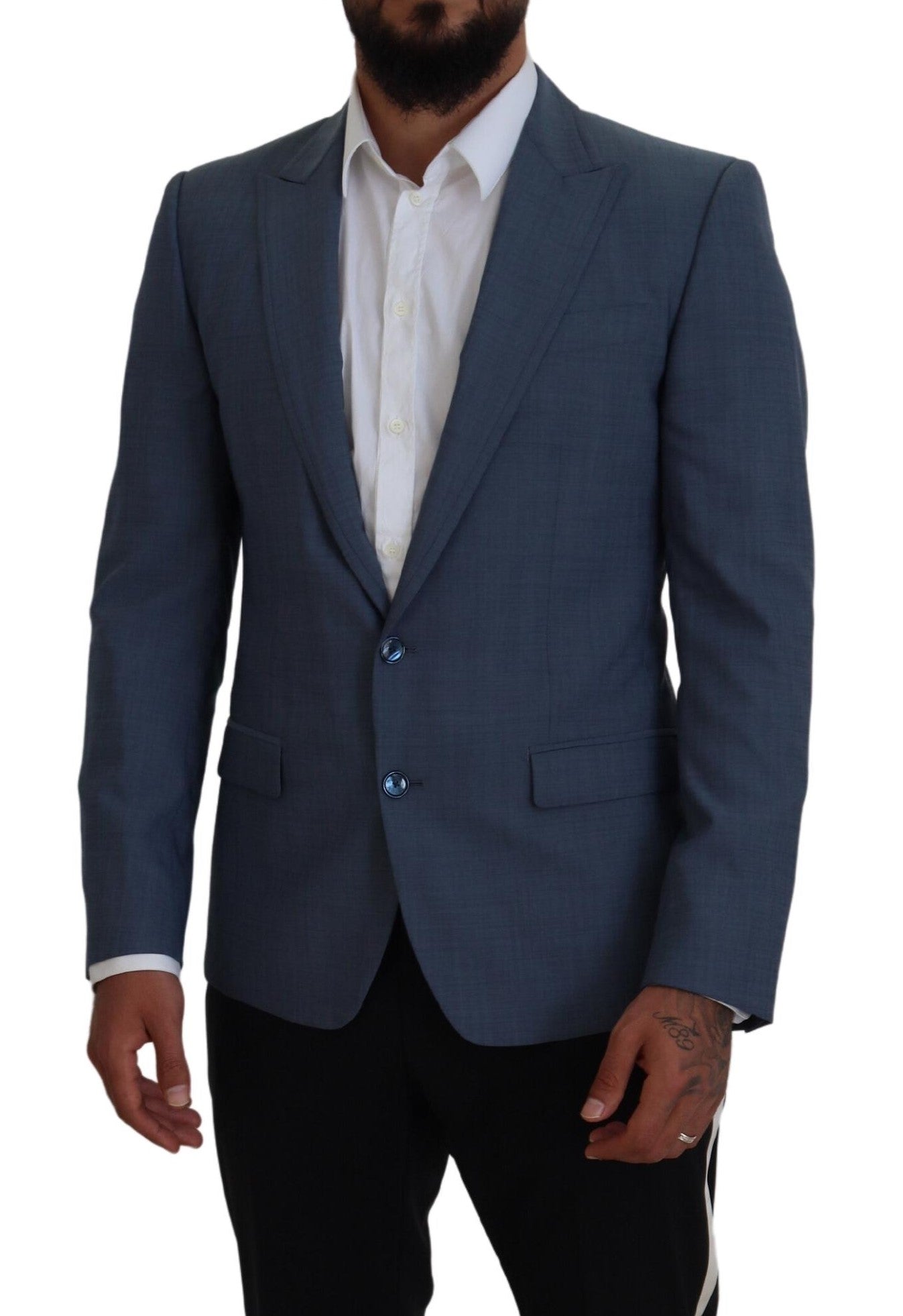 Dolce & Gabbana Blue Wool Stretch Slim Fit Jacket Men's Blazer