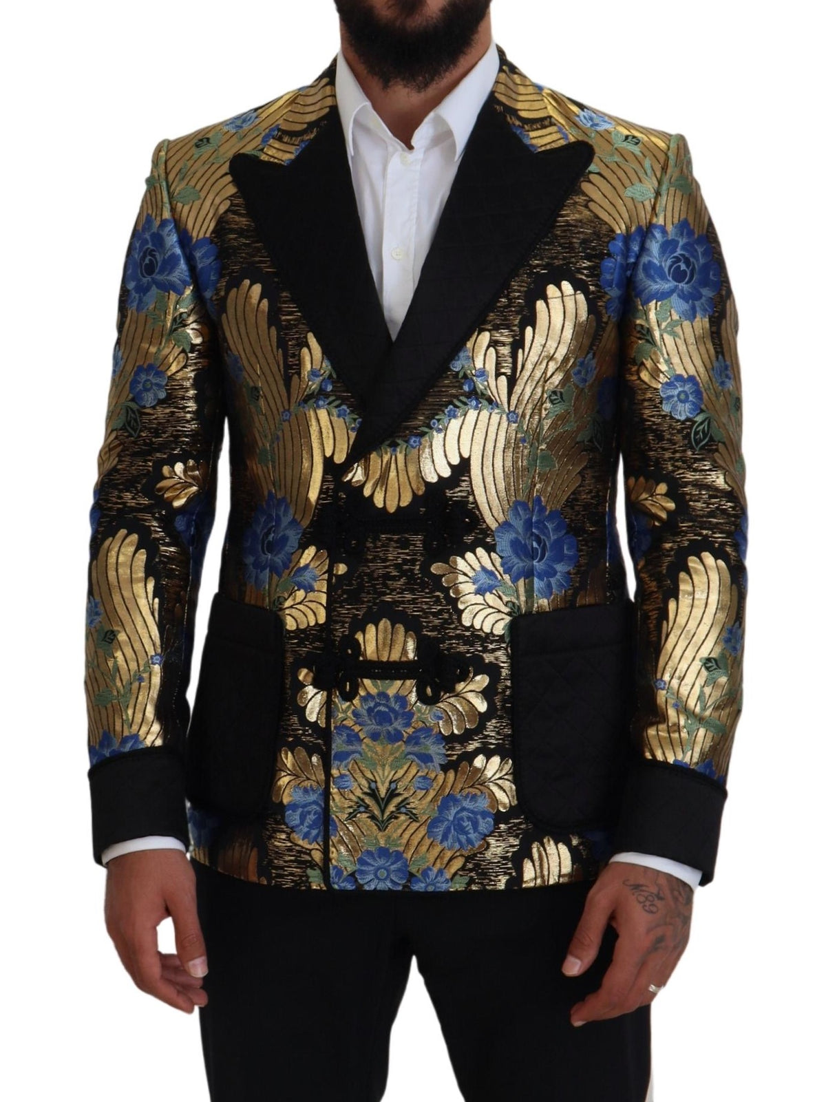 Dolce & Gabbana Gold Lurex Double Breasted Jacket Men's Blazer