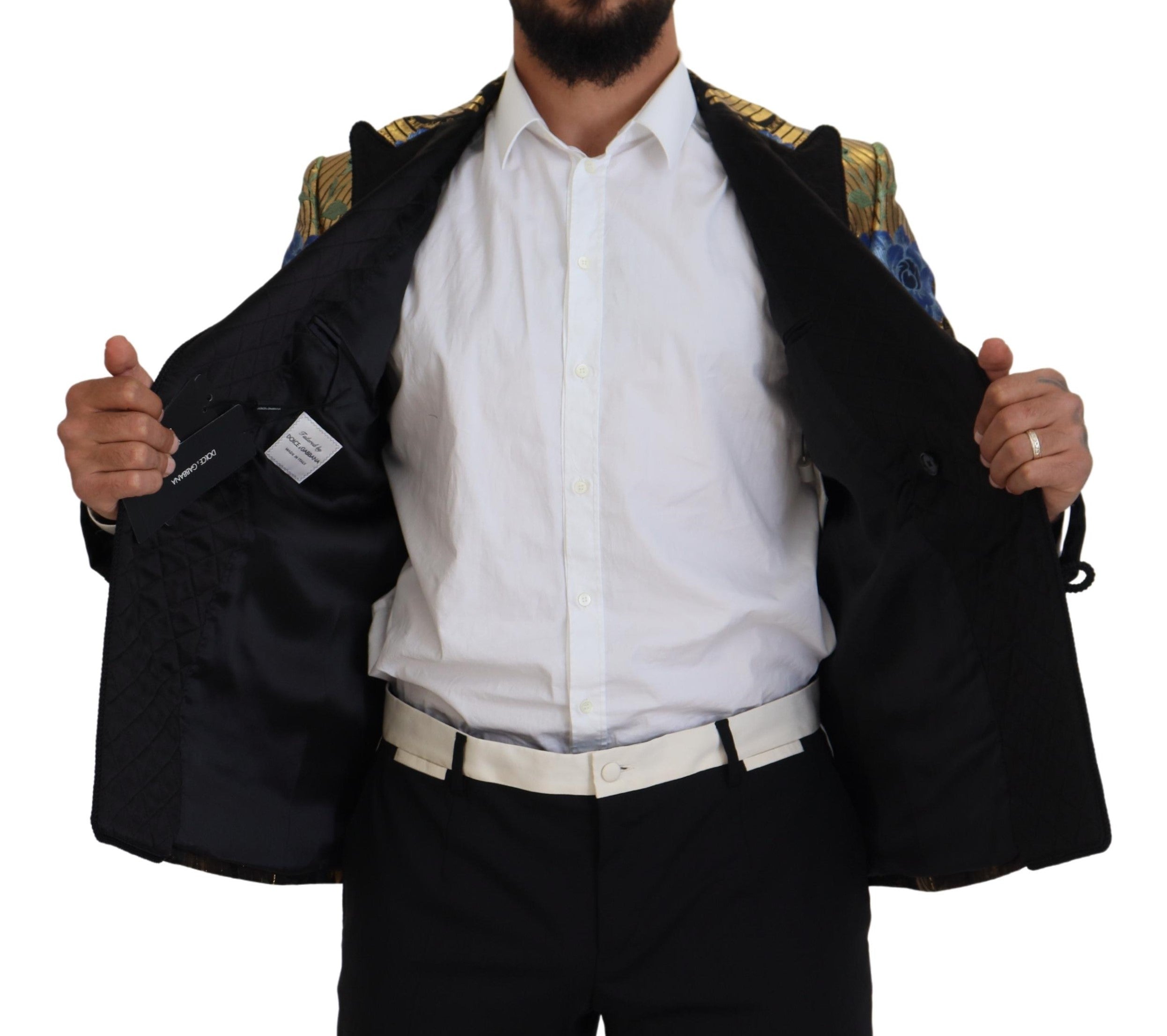 Dolce & Gabbana Gold Lurex Double Breasted Jacket Men's Blazer