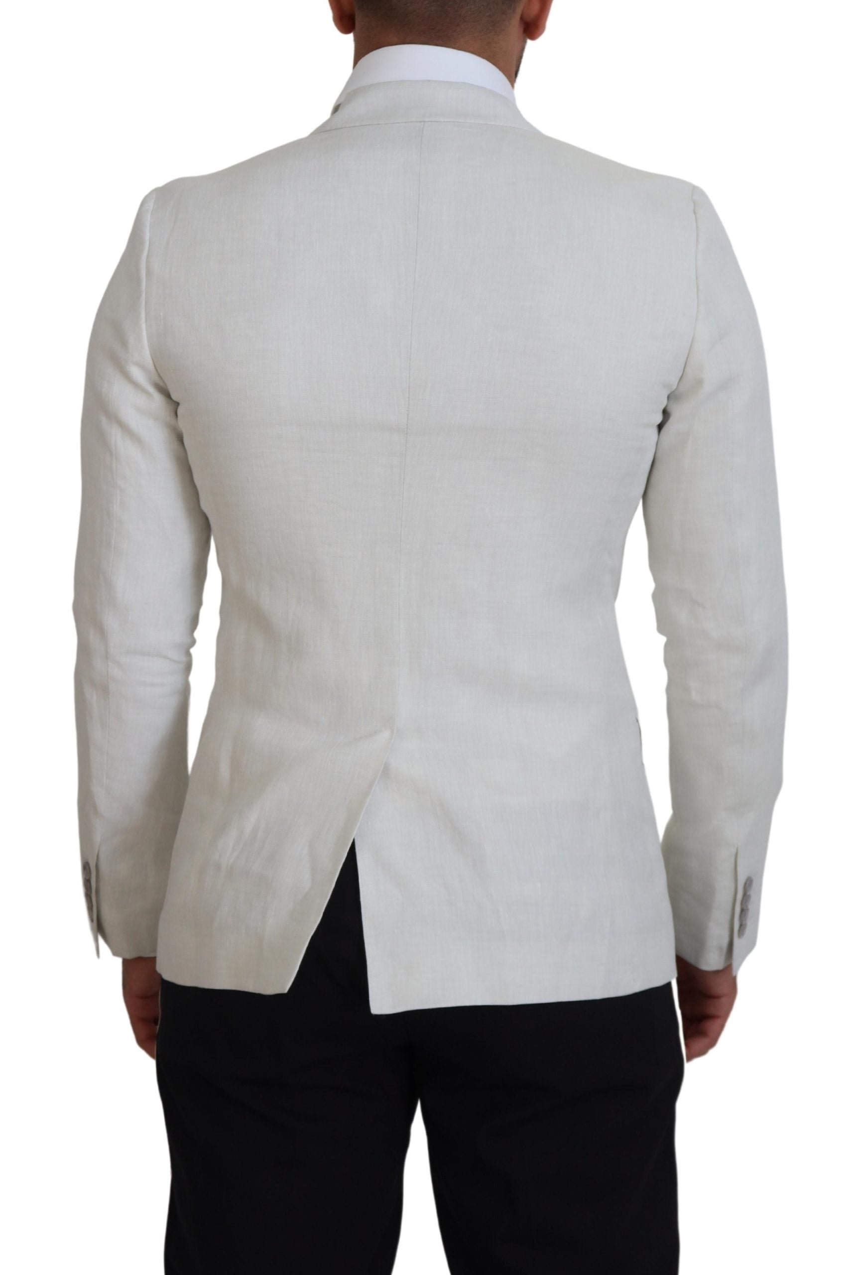 Dolce & Gabbana White Linen Slim Fit Jacket Men's Blazer
