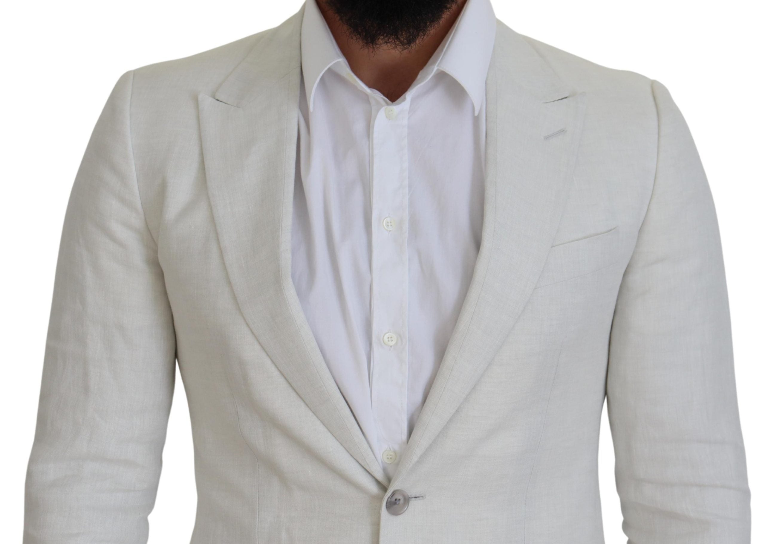Dolce & Gabbana White Linen Slim Fit Jacket Men's Blazer