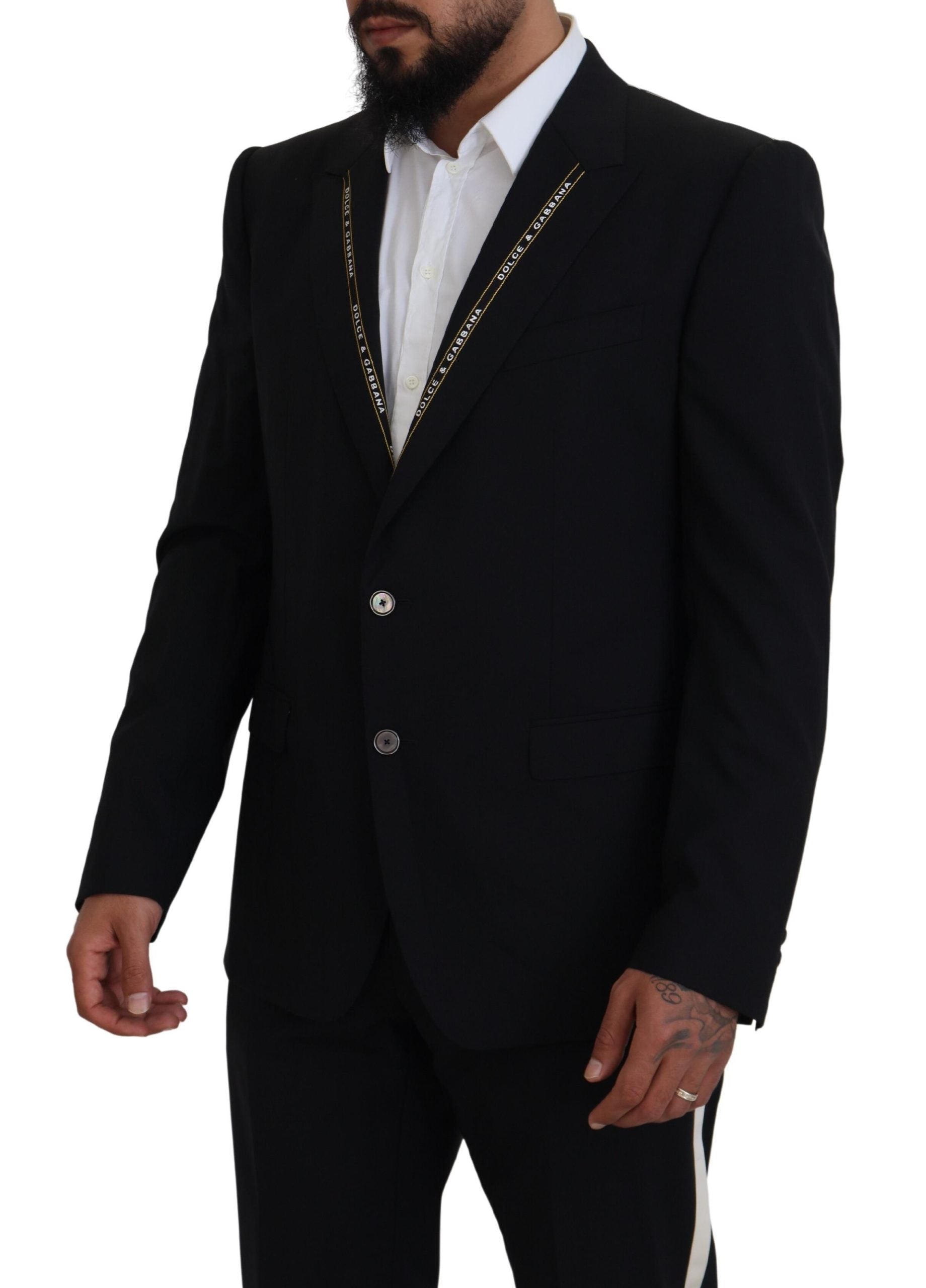 Dolce & Gabbana Black Wool Stretch Slim Fit Jacket Men's Blazer