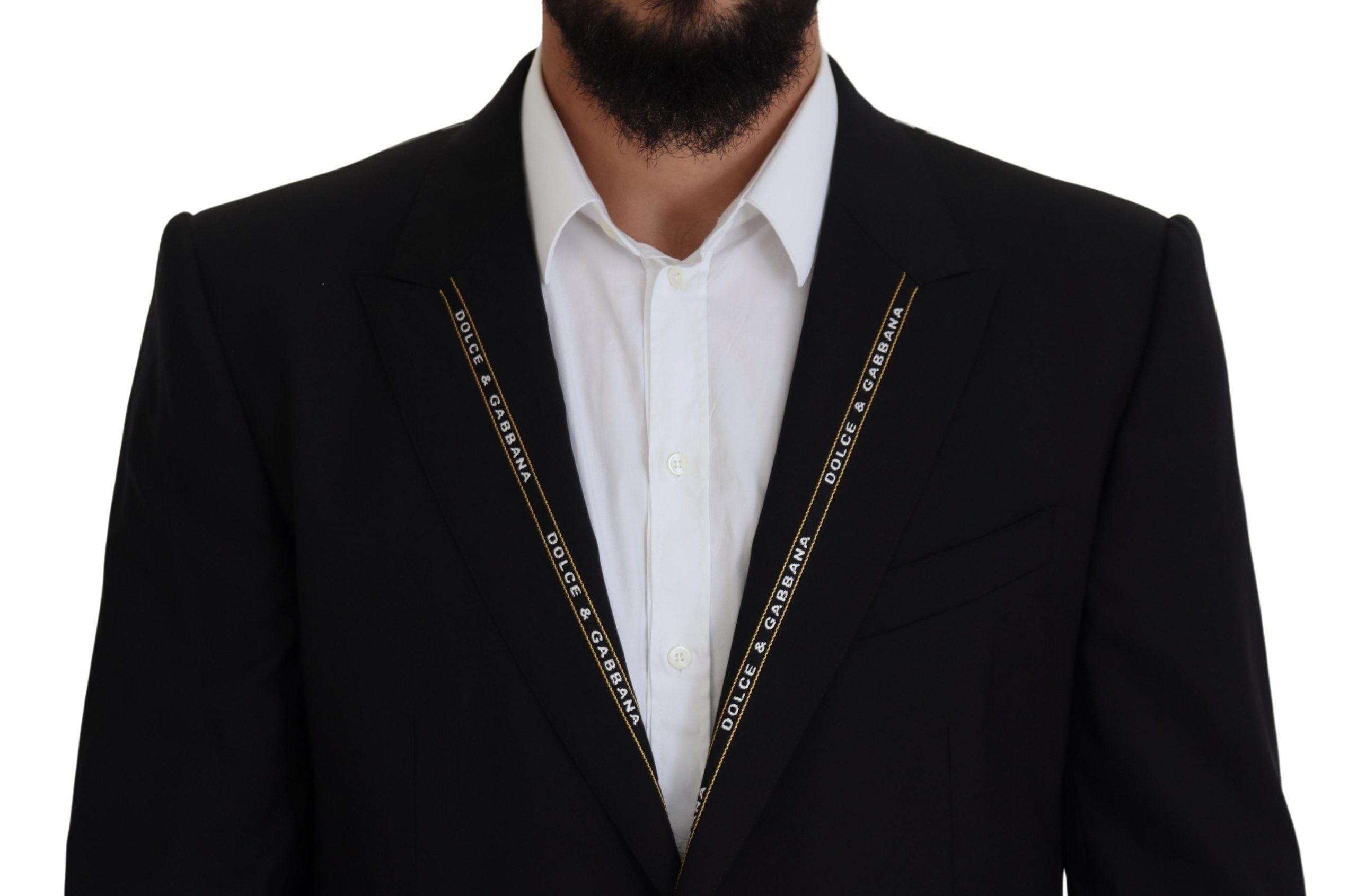 Dolce & Gabbana Black Wool Stretch Slim Fit Jacket Men's Blazer
