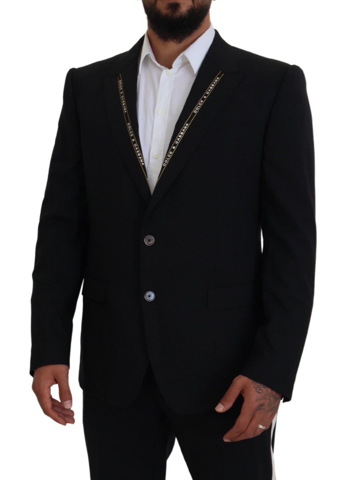 Dolce & Gabbana Black Wool Stretch Slim Fit Jacket Men's Blazer