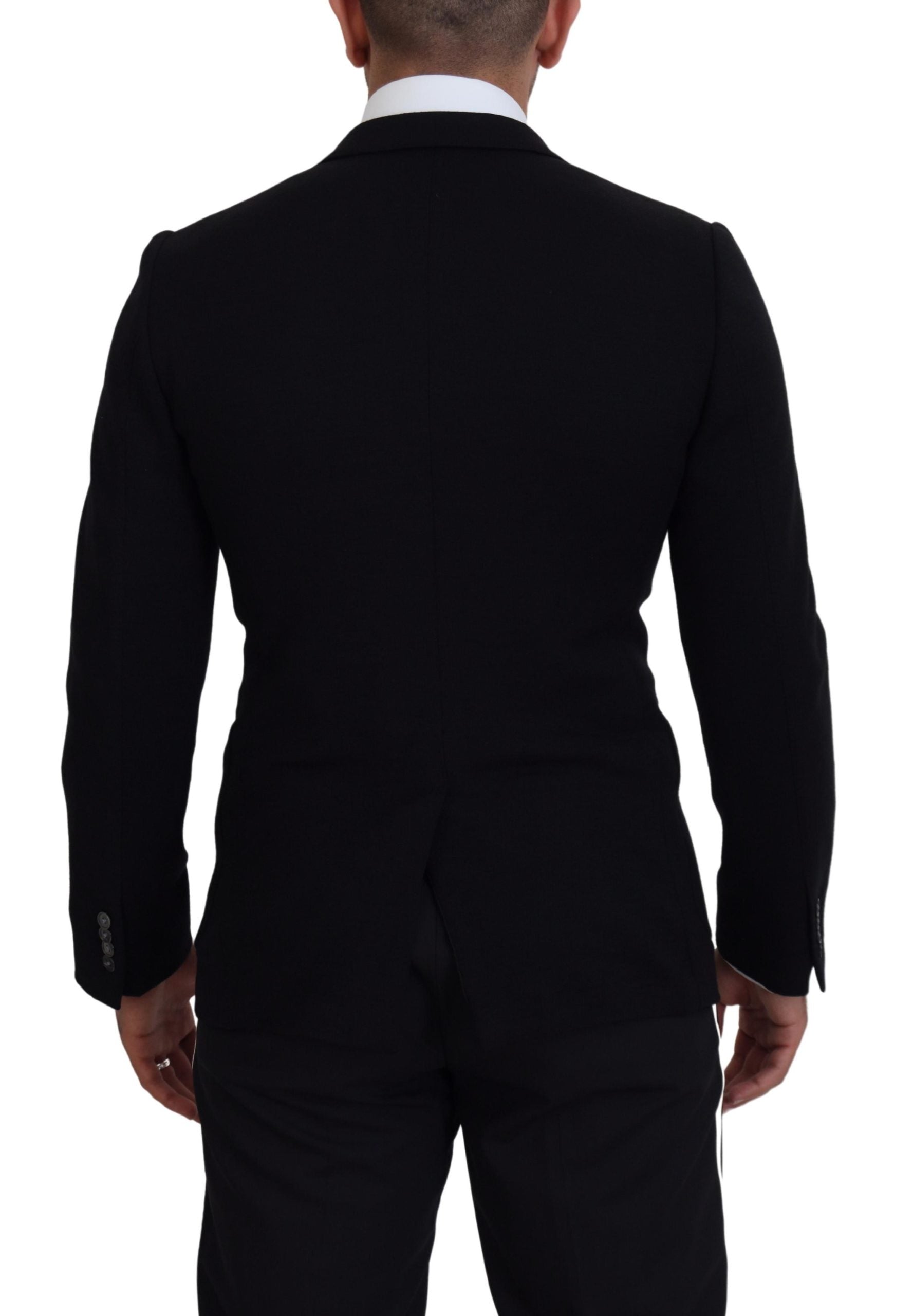 Dolce & Gabbana Black Wool Crown Slim Fit Jacket Men's Blazer