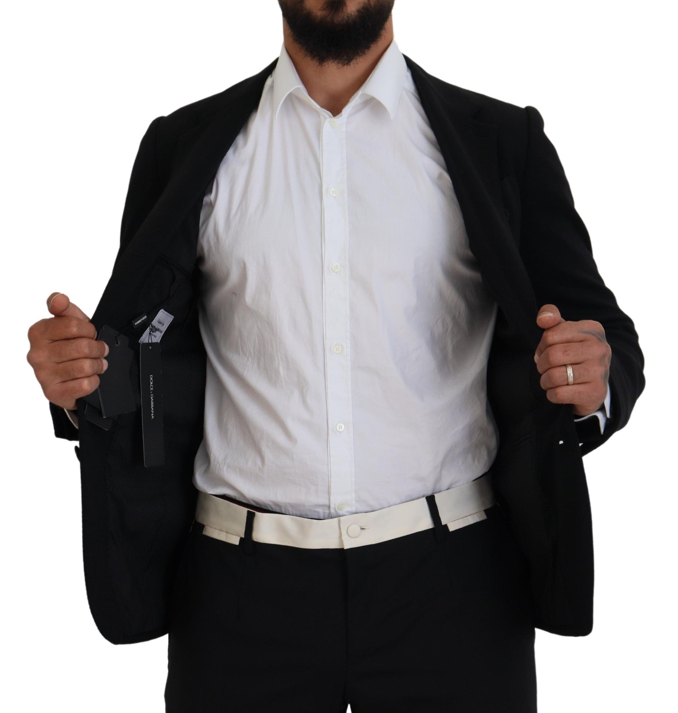 Dolce & Gabbana Black Wool Crown Slim Fit Jacket Men's Blazer