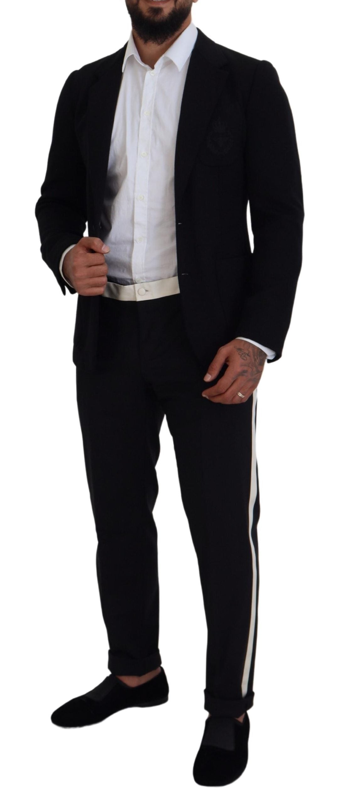 Dolce & Gabbana Black Wool Crown Slim Fit Jacket Men's Blazer