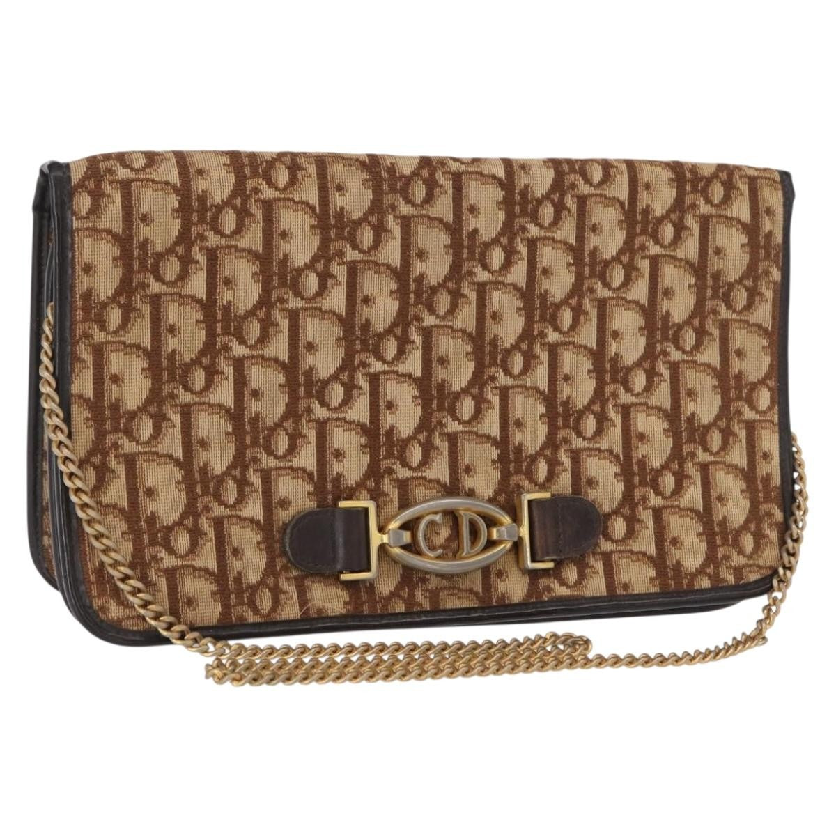 Christian Dior Vintage Trotter Canvas Beige Canvas Shoulder Bag Bag (Pre-Owned)
