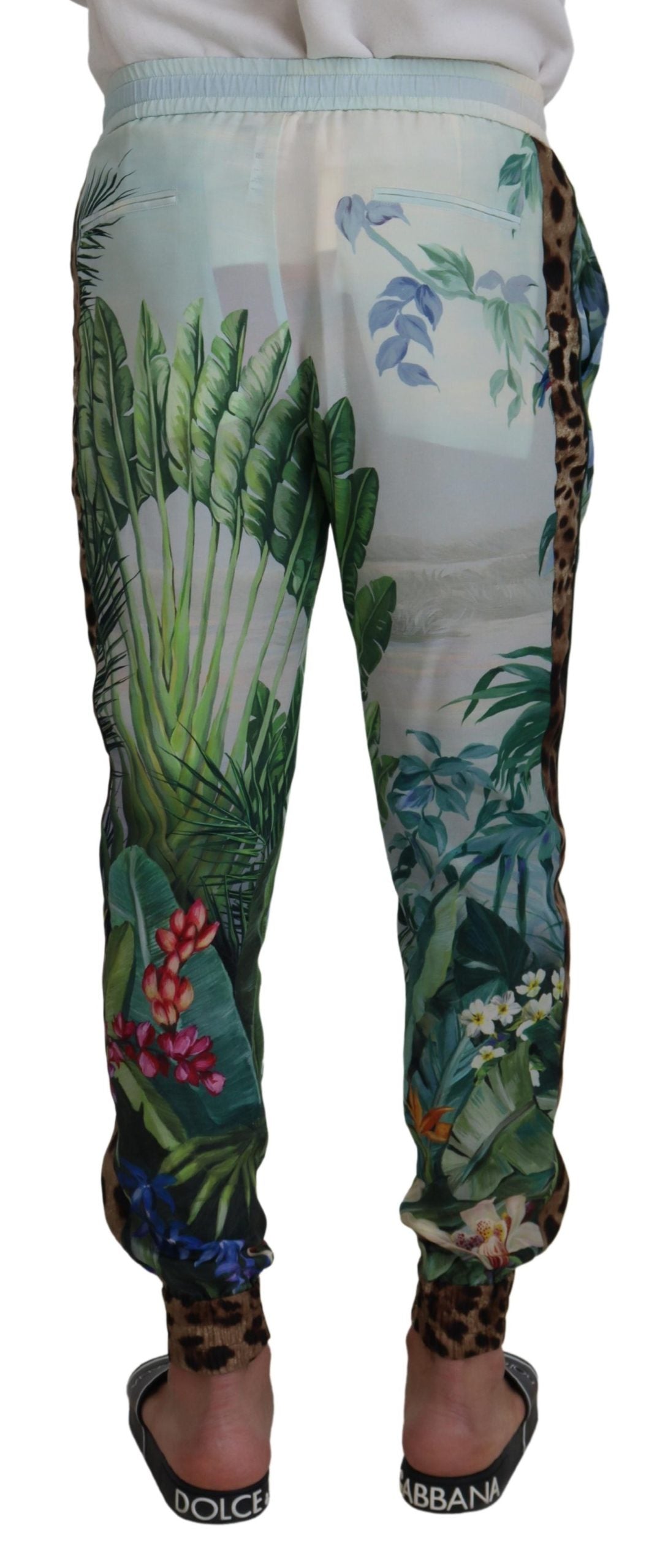 Dolce & Gabbana White Floral Printed Men Jogger Men's Pants