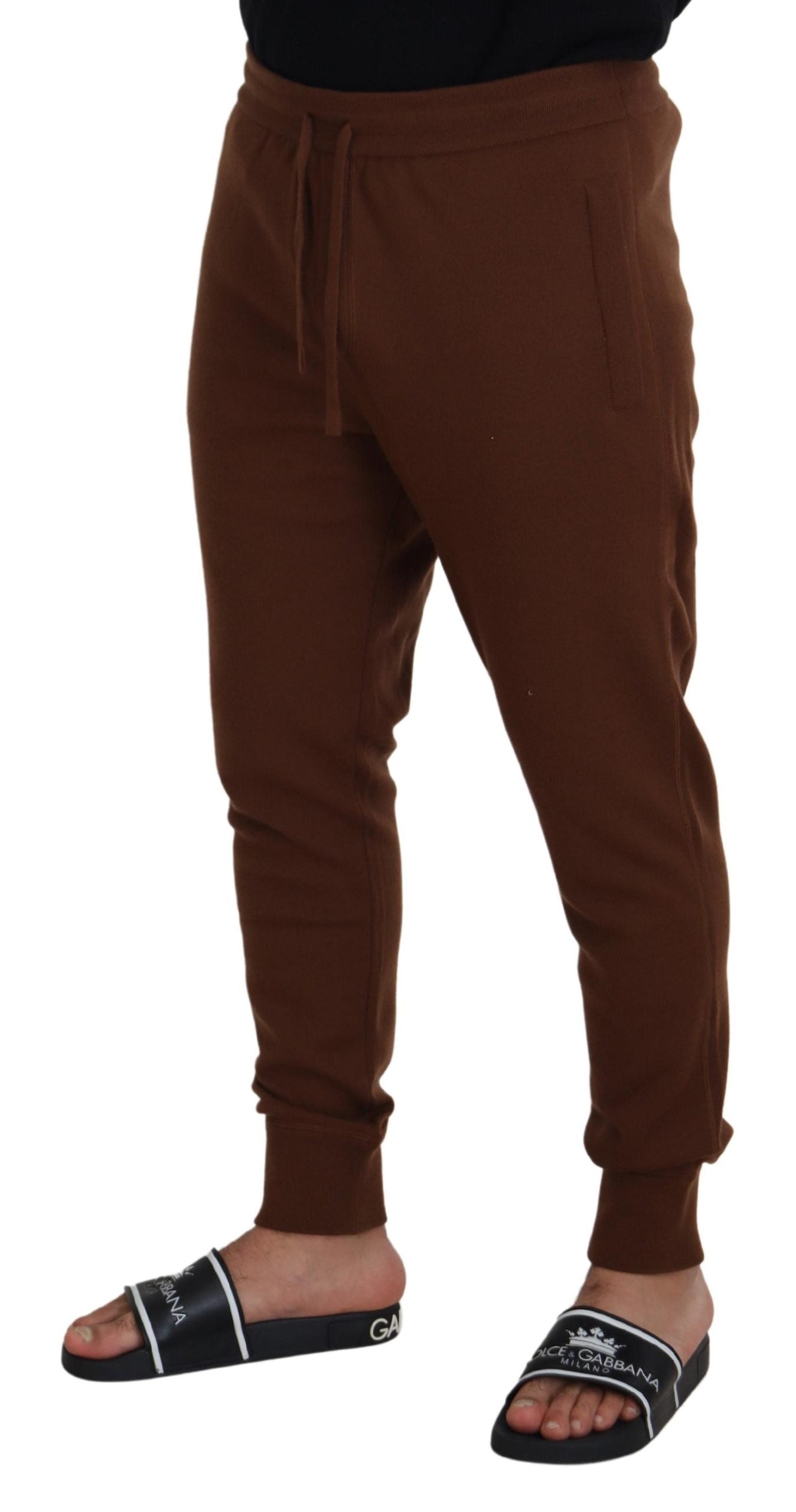 Dolce & Gabbana Elegant Brown Cashmere Jogger Men's Pants