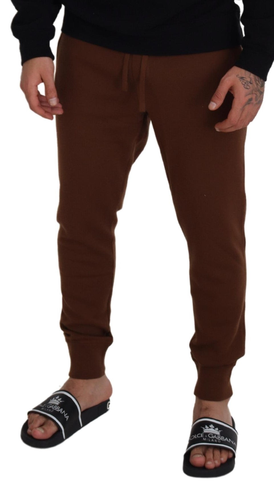 Dolce & Gabbana Elegant Brown Cashmere Jogger Men's Pants