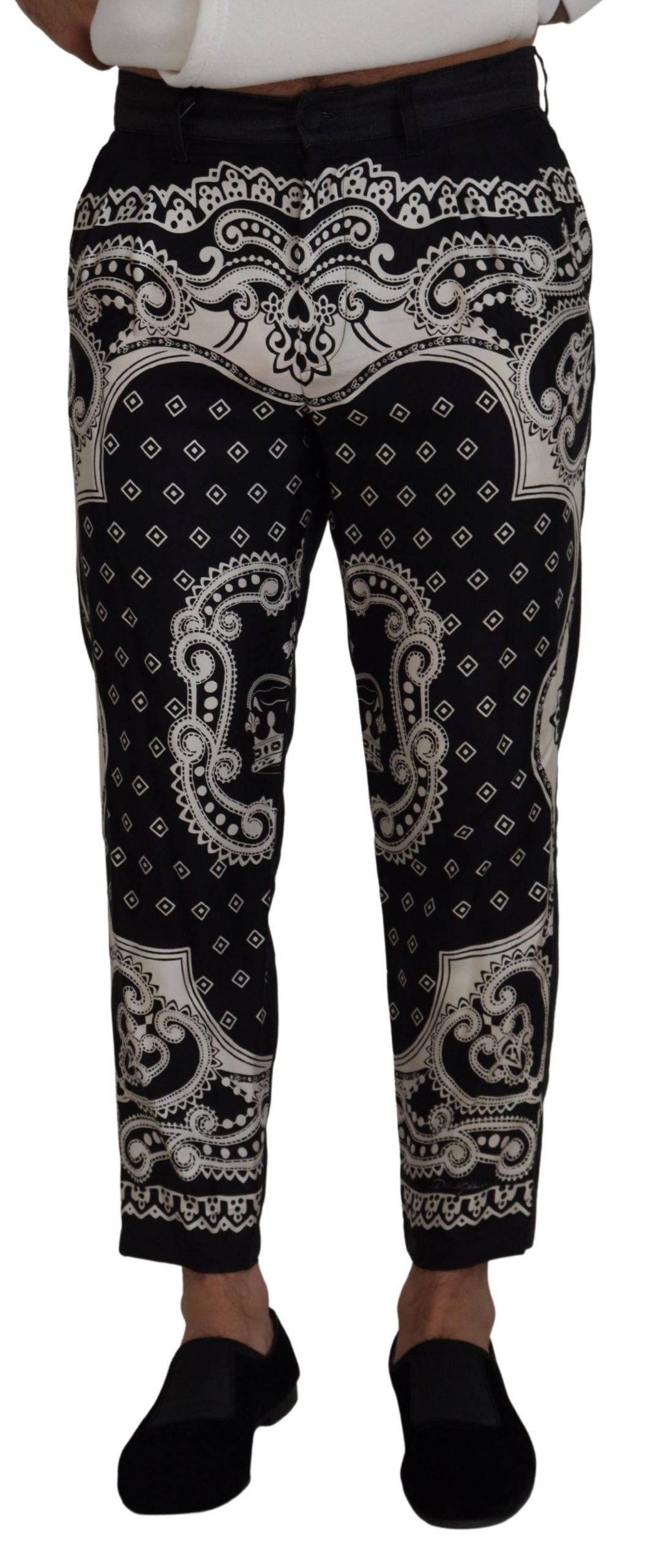 Dolce & Gabbana Elegant Bandana Print Silk-Cotton Men's Pants