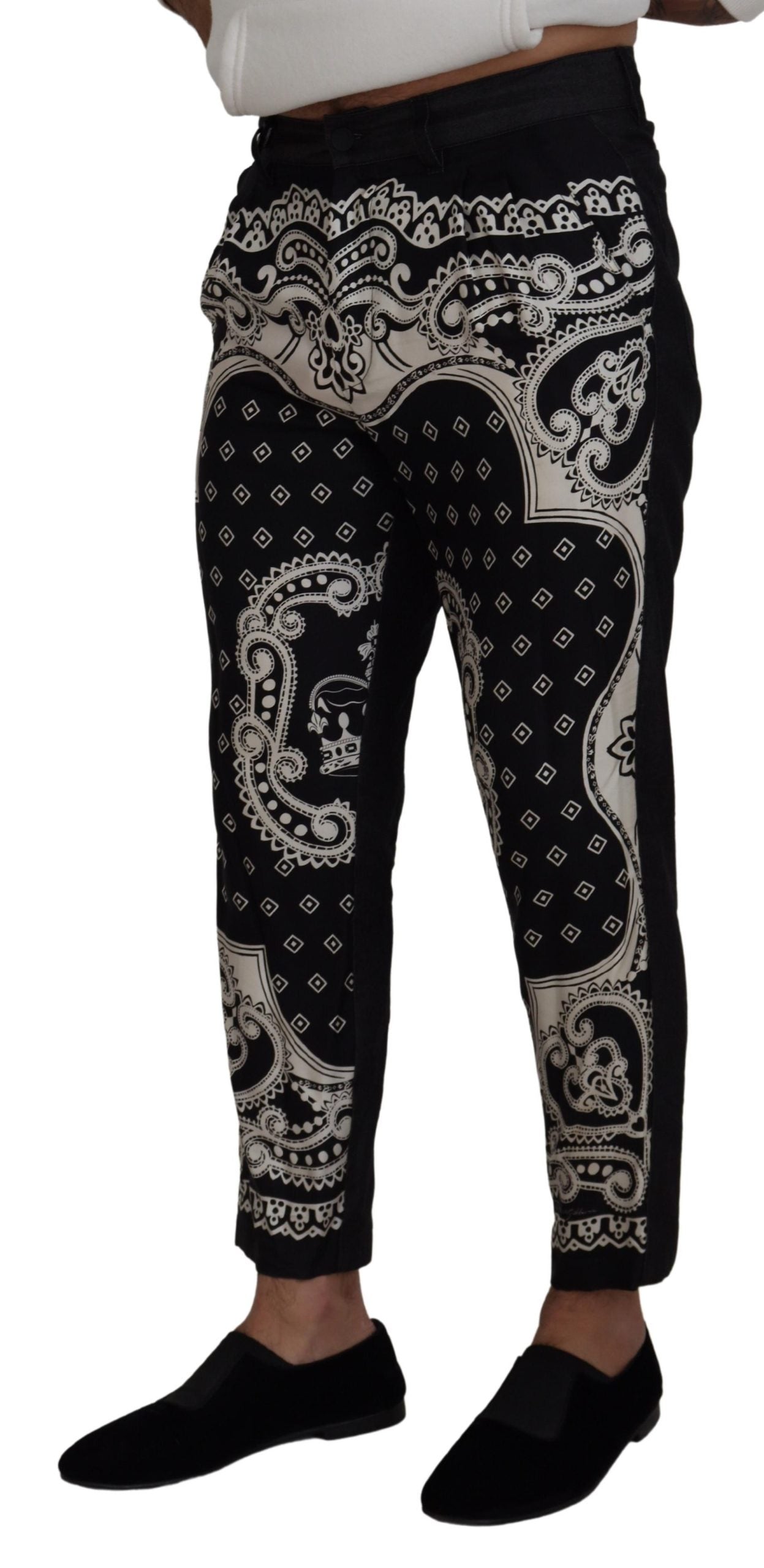 Dolce & Gabbana Elegant Bandana Print Silk-Cotton Men's Pants