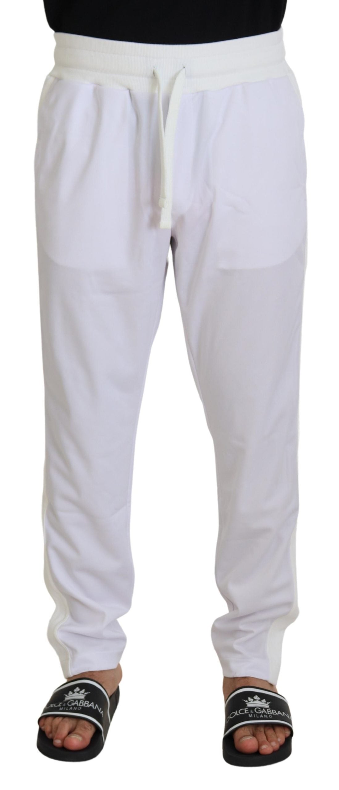 Dolce & Gabbana Elegant White Jogger Pants for Sophisticated Men's Comfort