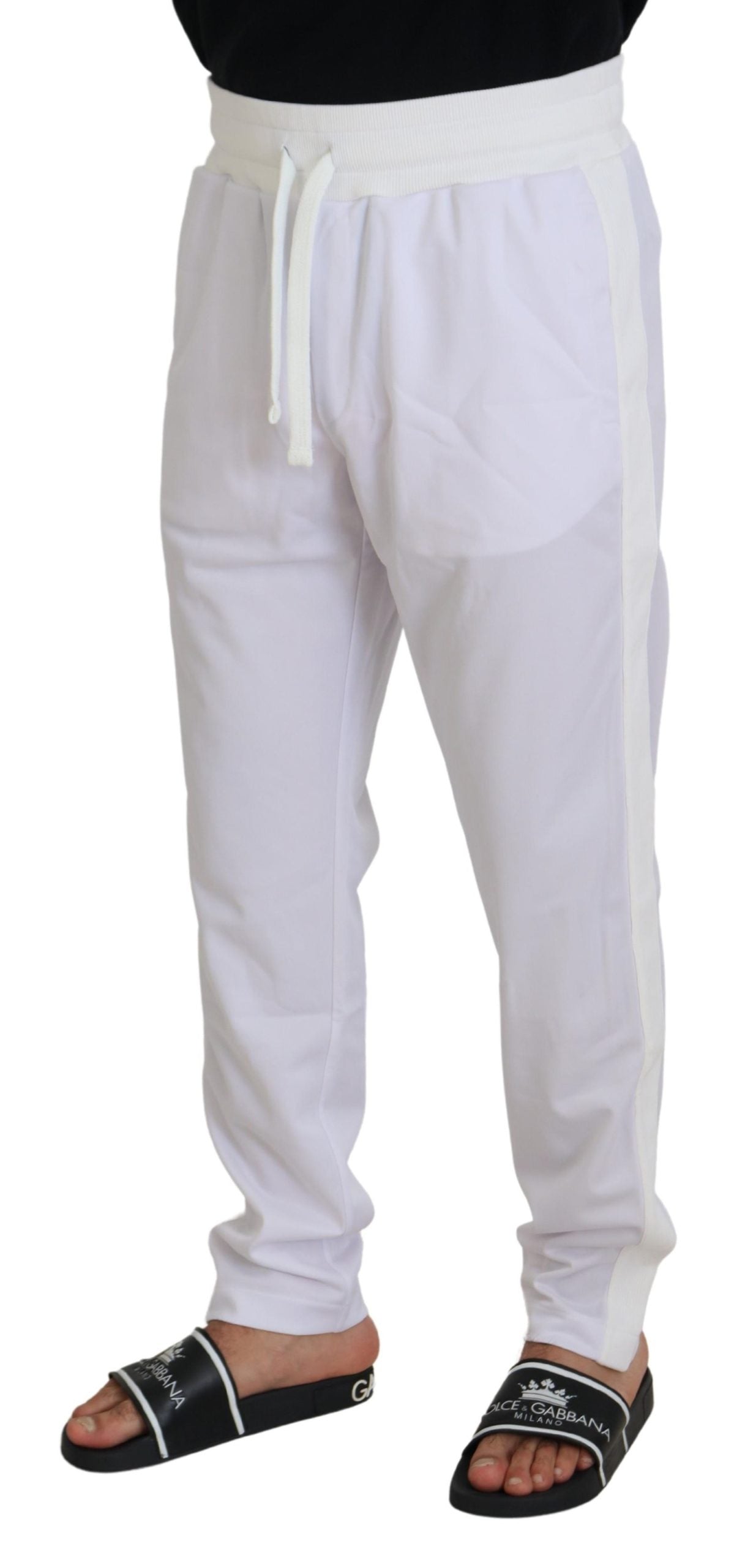 Dolce & Gabbana Elegant White Jogger Pants for Sophisticated Men's Comfort