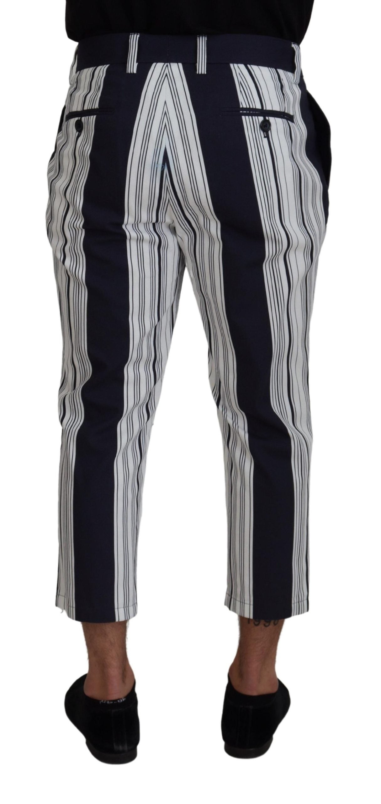 Dolce & Gabbana White Cotton Striped Cropped Men's Pants