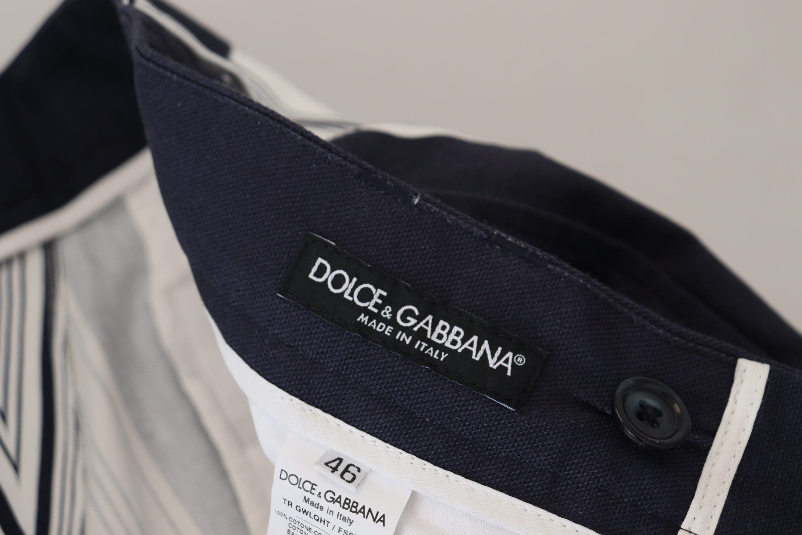 Dolce & Gabbana White Cotton Striped Cropped Men's Pants