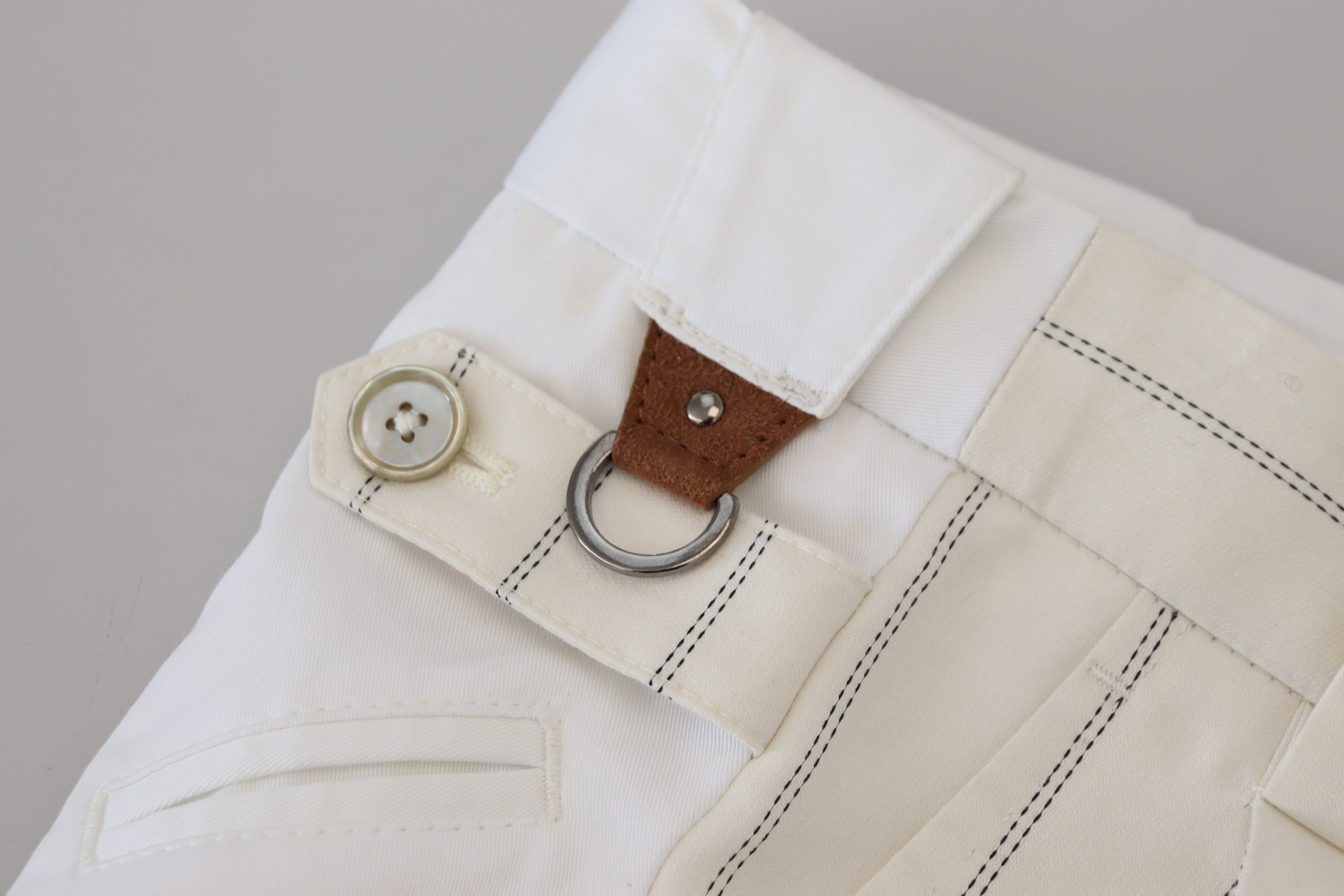 Dolce & Gabbana White Cotton Striped Formal Men's Pants