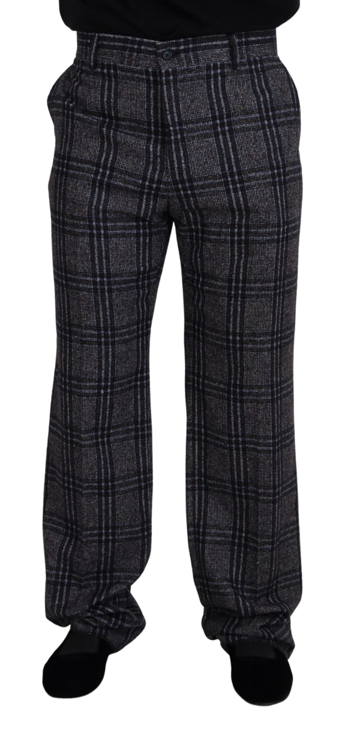 Dolce & Gabbana Elegant Gray Checkered Alpaca Blend Men's Pants