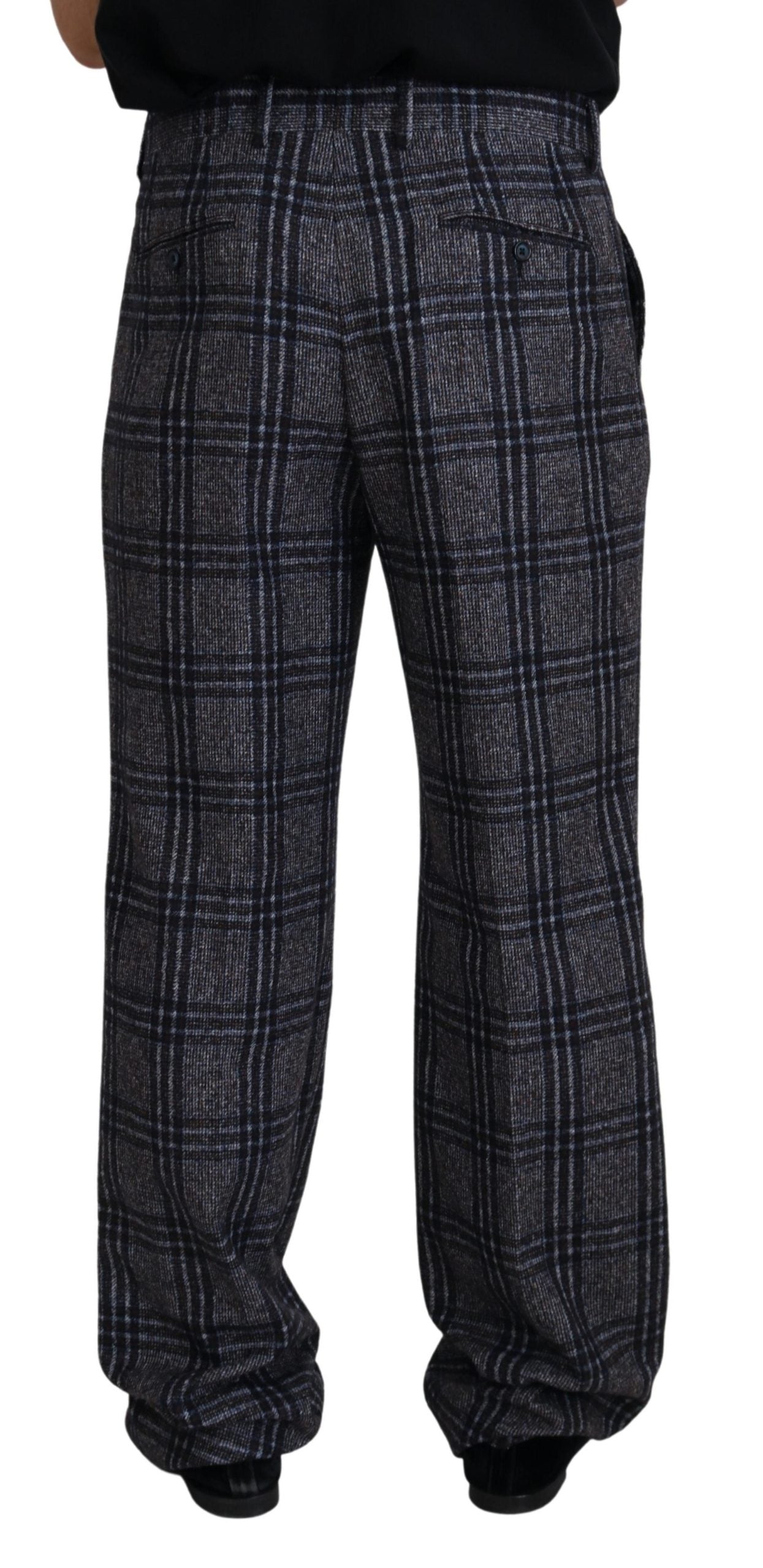 Dolce & Gabbana Elegant Gray Checkered Alpaca Blend Men's Pants